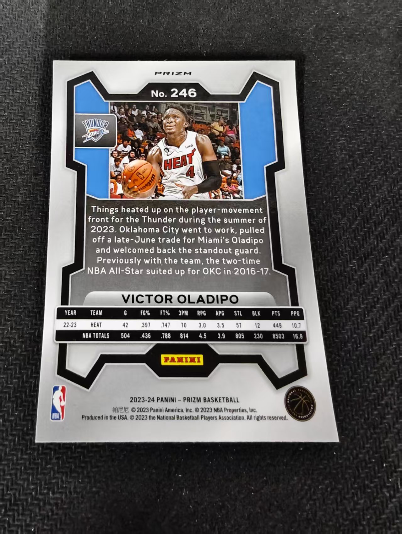 2023-24 Panini Prizm Victor Oladipo 维克多 奥拉迪波 雷霆 粉碎冰 PZ 划痕 边角瑕疵 #246