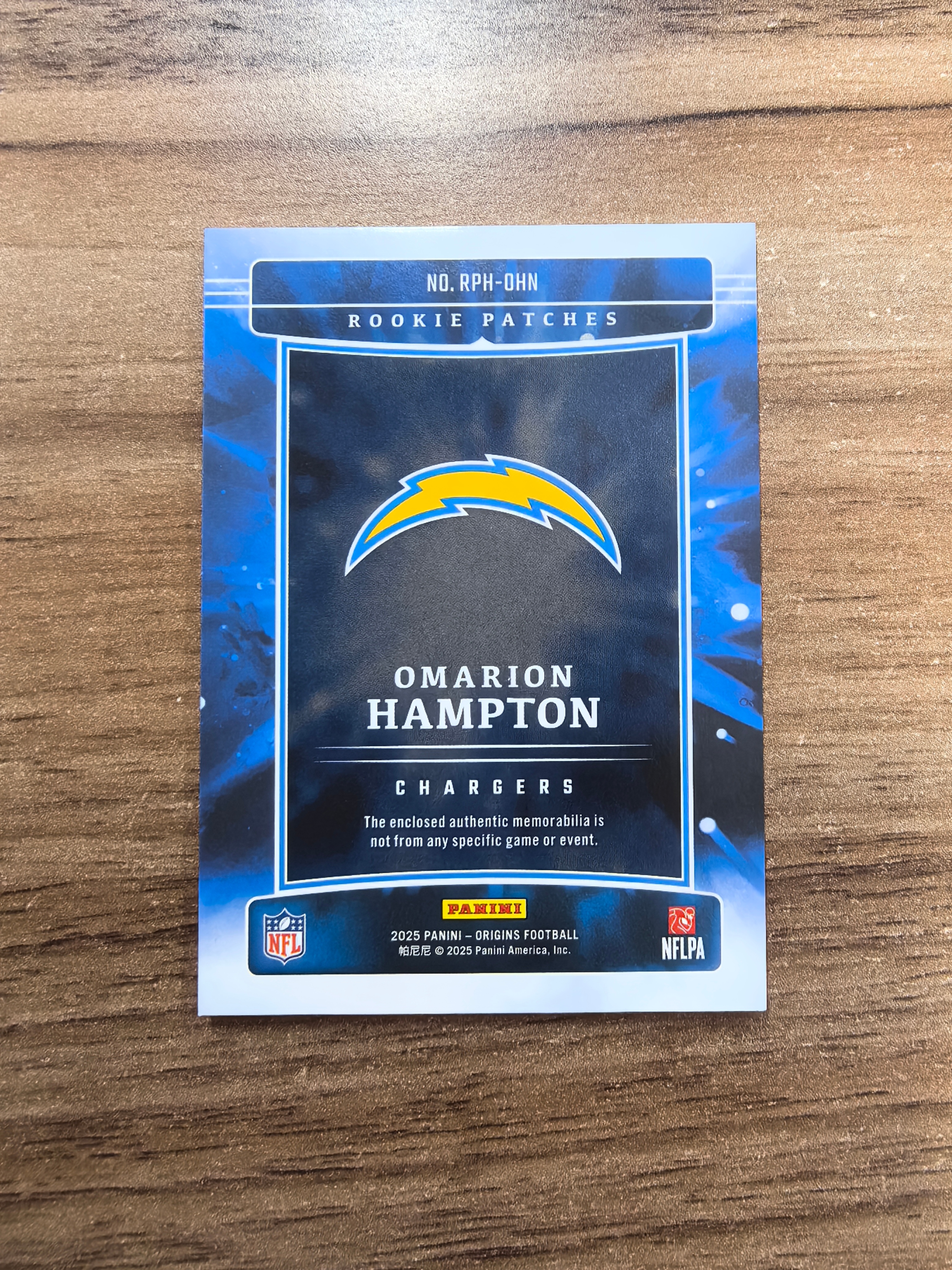 2025 Panini Origins Omarion Hampton RC 起源 橄榄球 奥马隆汉普顿 新秀 017/199编 物料球衣 暴力切割 实卡精美 卡品如图 收藏必入 流浪