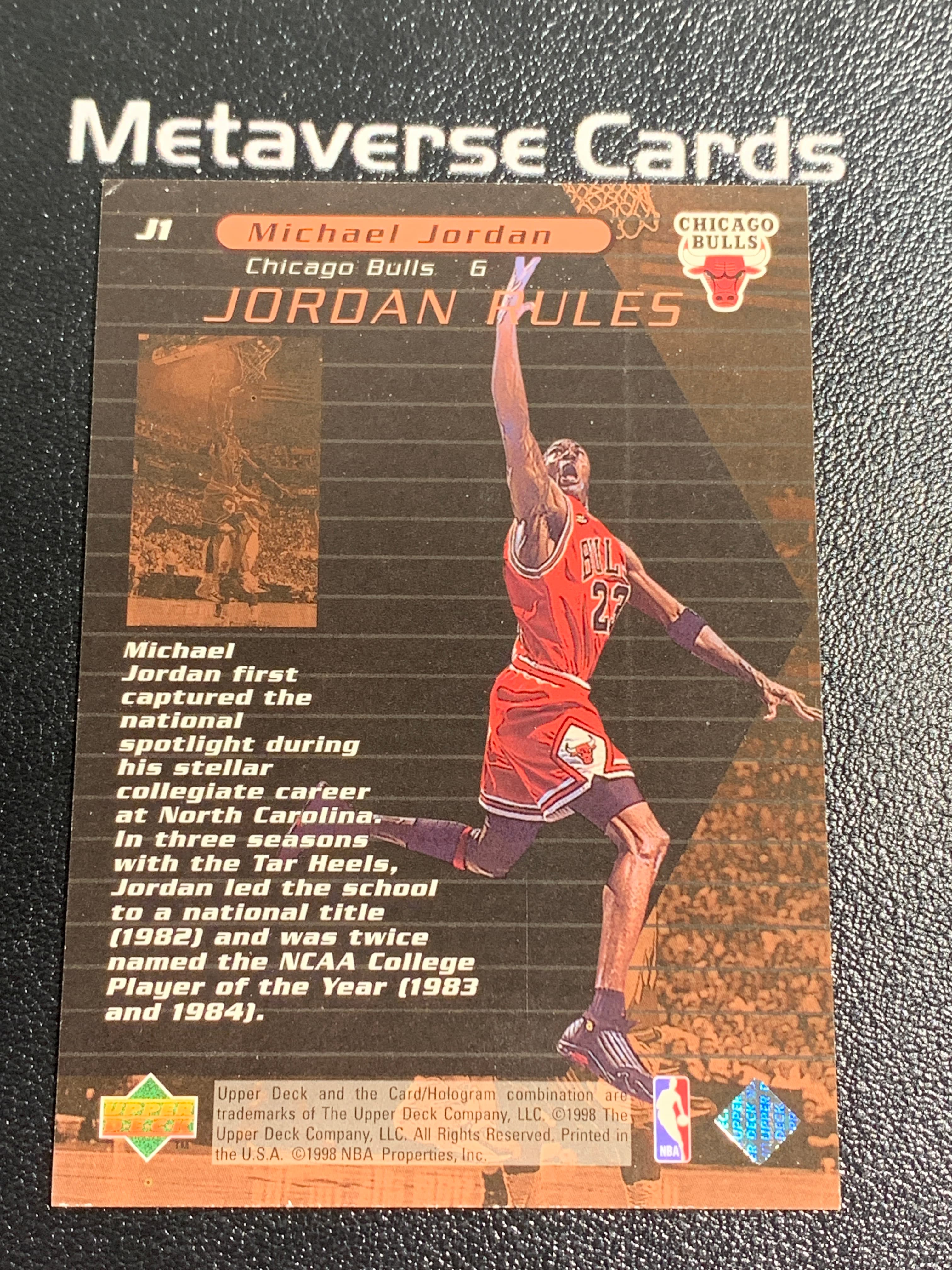【元宇宙拍卖】张张总218:1998-99 Upper Deck Michael Jordan 芝加哥公牛 迈克尔 乔丹 Jordan Rules 特卡 经典老卡 瑕疵如图 收藏必备