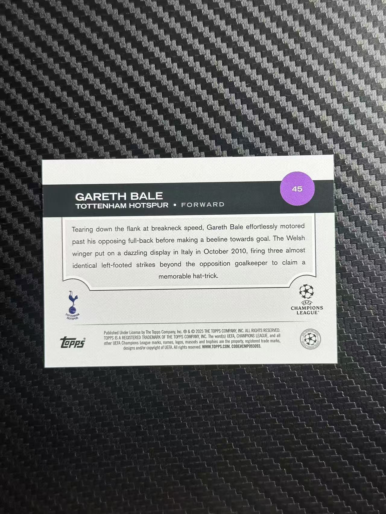 2025 Topps UCC Gareth Bale 欧冠 贝尔 热刺 变化版 SP 大比例 卡品如图 拍前看描述