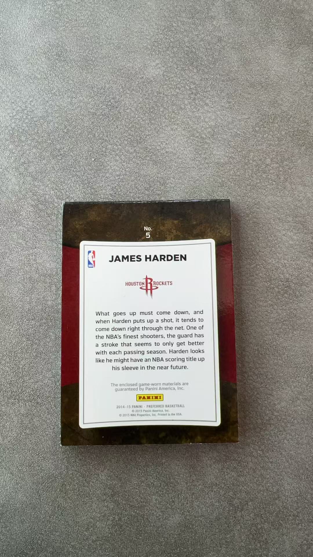 5829【330球星卡实体店代卖】2014-15 帕尼尼 Preferred 詹姆斯 哈登 James Harden 火箭 44/99编 6窗 竖版 小书 仅顺丰寄付(UK23)