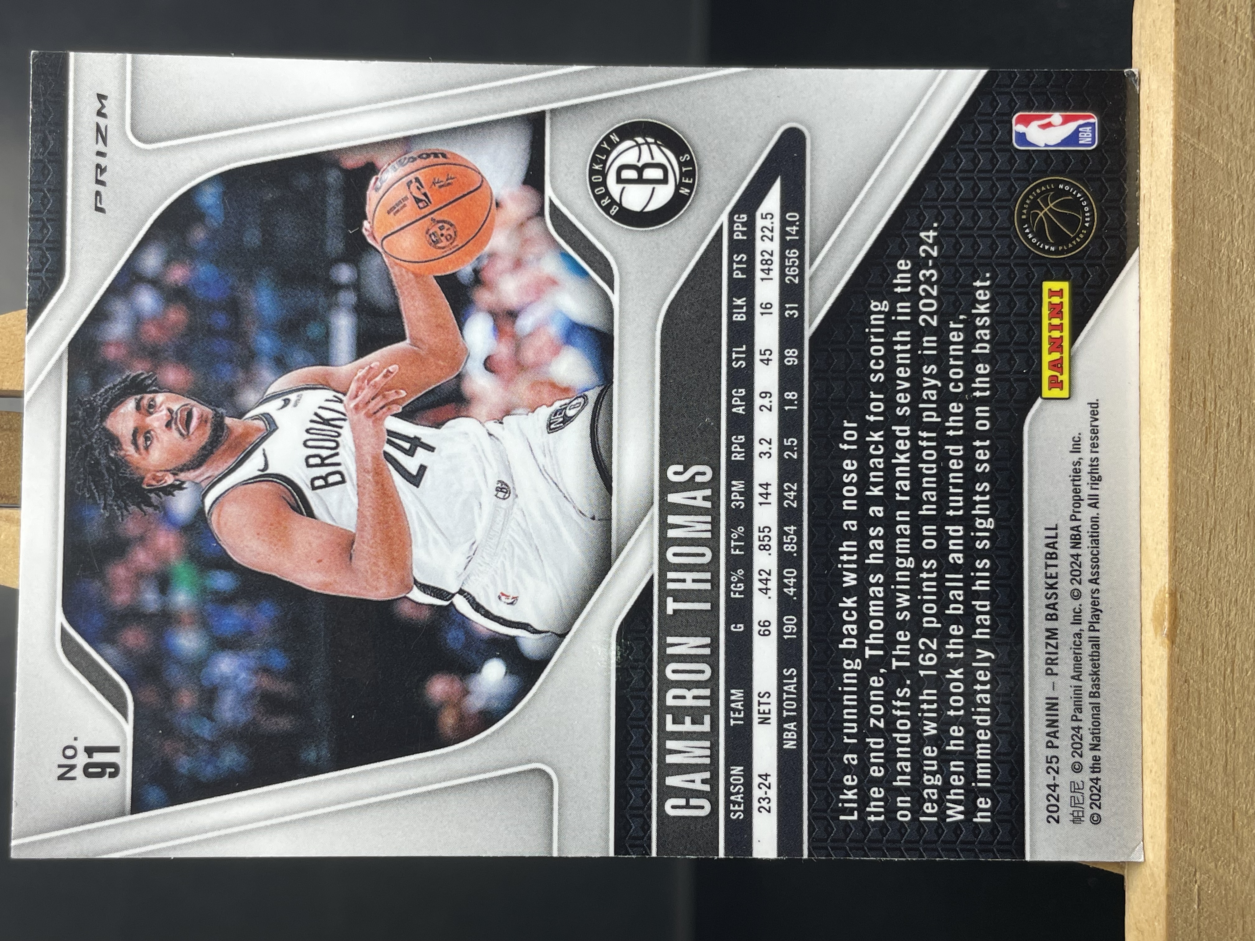 (B3) 2024-25 PANINI PRIZM 绿折 小火车 卡梅伦 托马斯 篮网 实卡好看 收藏凑套必备 卡品如图!!!