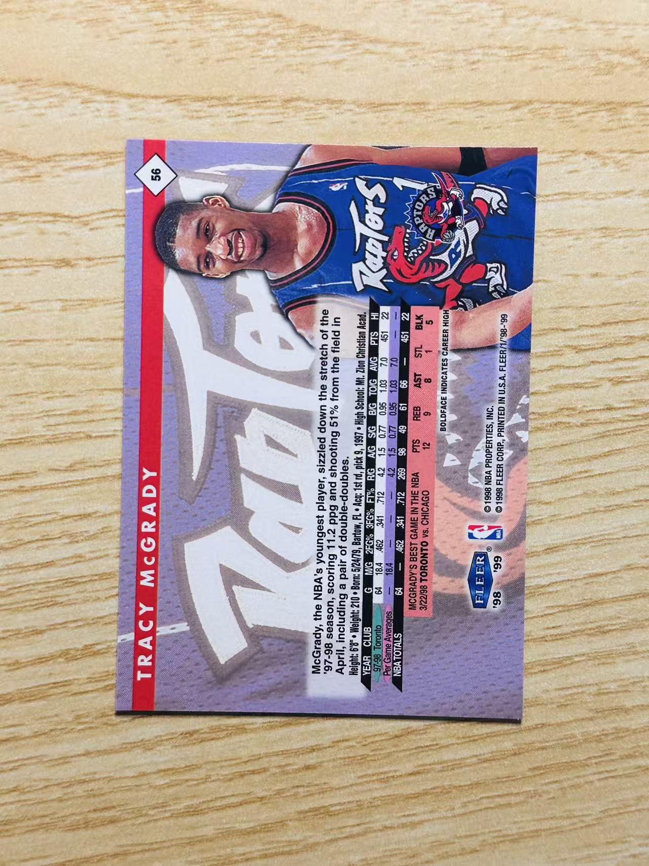 1998 Fleer nba Tracy McGrady 嘿嘿代卖 特雷西 麦克格雷迪 新秀 RC 扣篮选图 麦迪 猛龙 收藏必备