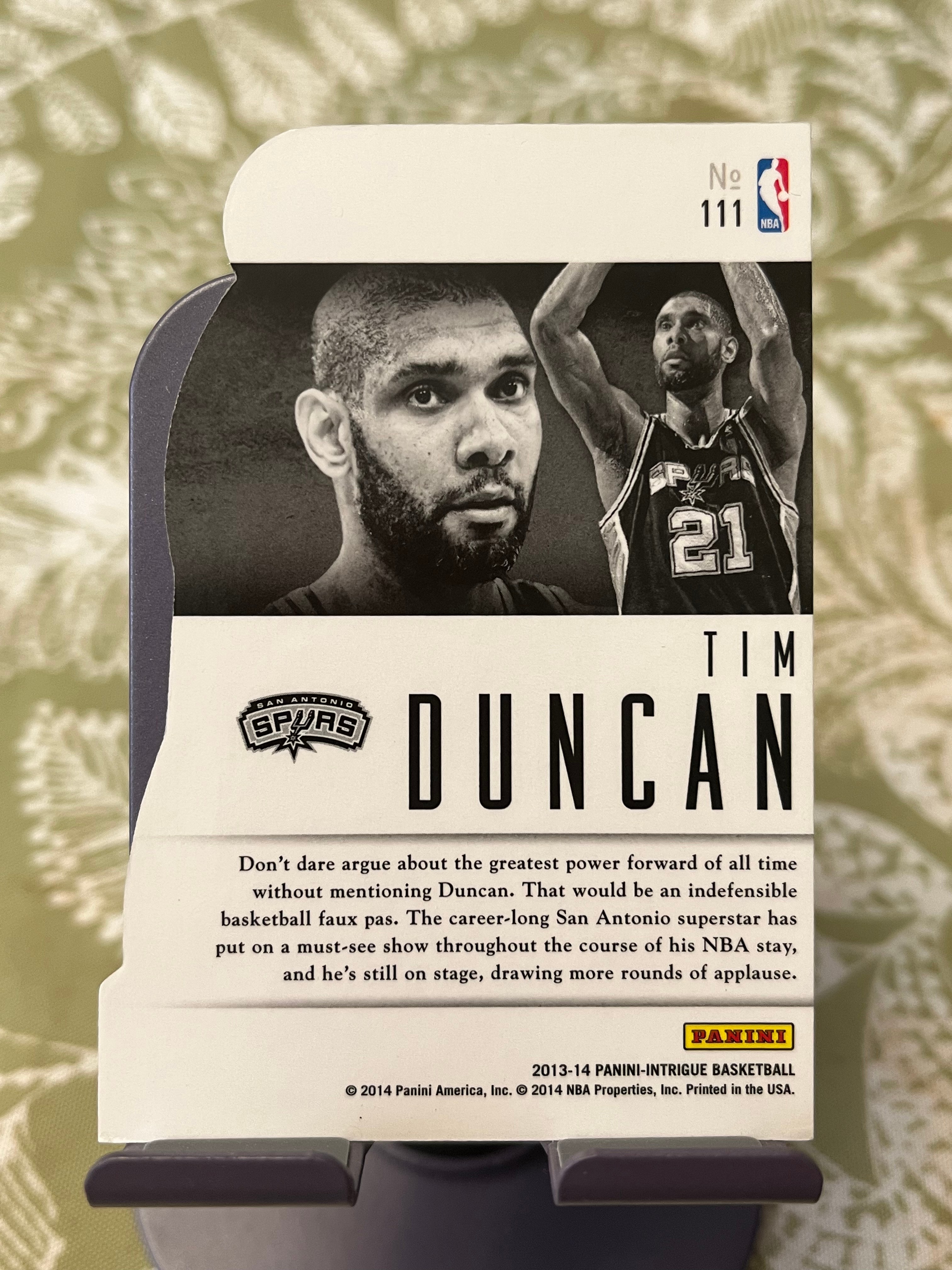 2013-14 Panini Intrigue Tim Duncan 蒂姆 邓肯 石佛 马刺【折射 银色背景 异形切割 凑套必备 阴谋系列】【边角瑕疵如图 介意勿拍】#1204