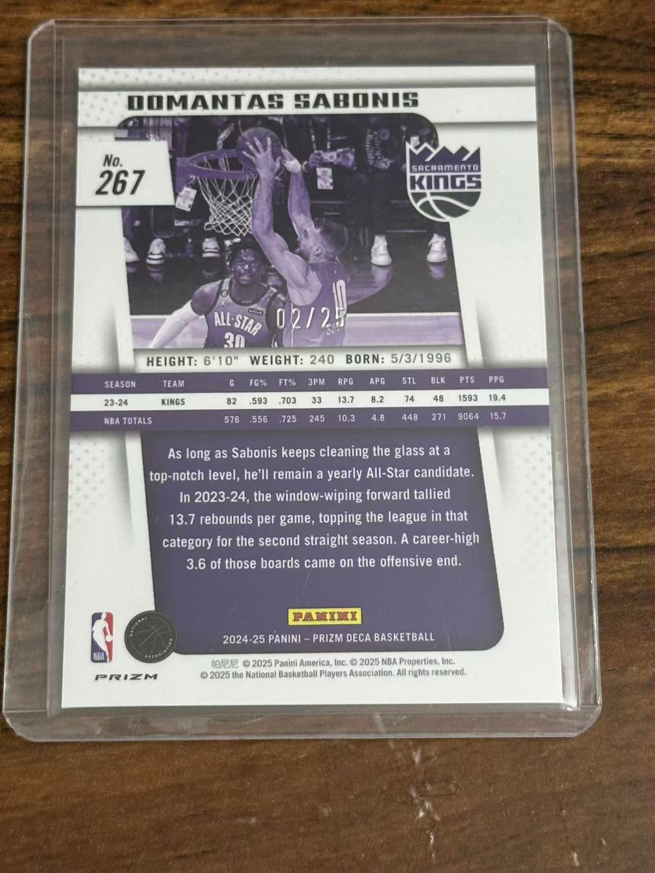 2024-25 Panini Prizm Domantas Sabonis Prizm 国王 萨博尼斯 mojo折 25编 【小姨 郭】