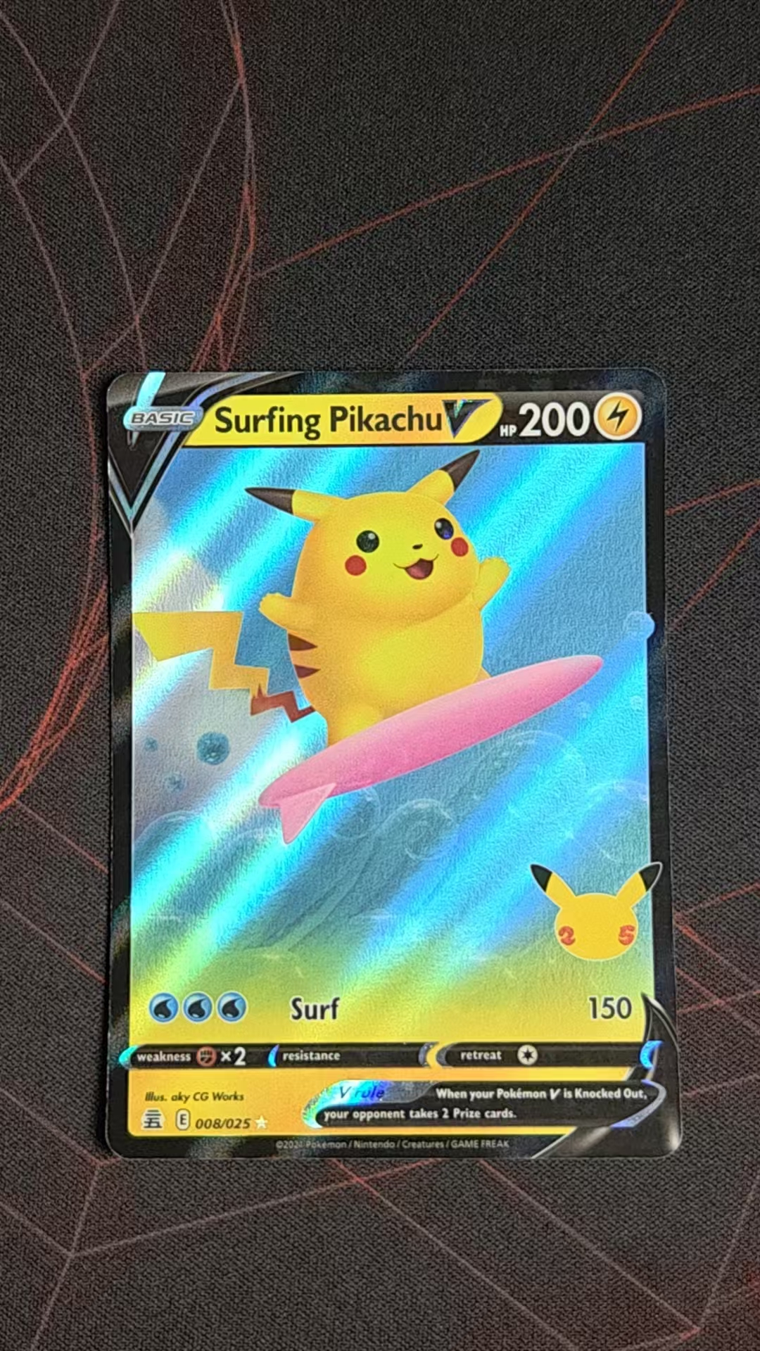 2021 Pokemon TCG 庆典 冲浪皮卡丘V en 【卡少爷卡社】PTCG 宝可梦 美版 飞翔皮卡丘V CEL-008Holo 卡品如图 (孤傲)