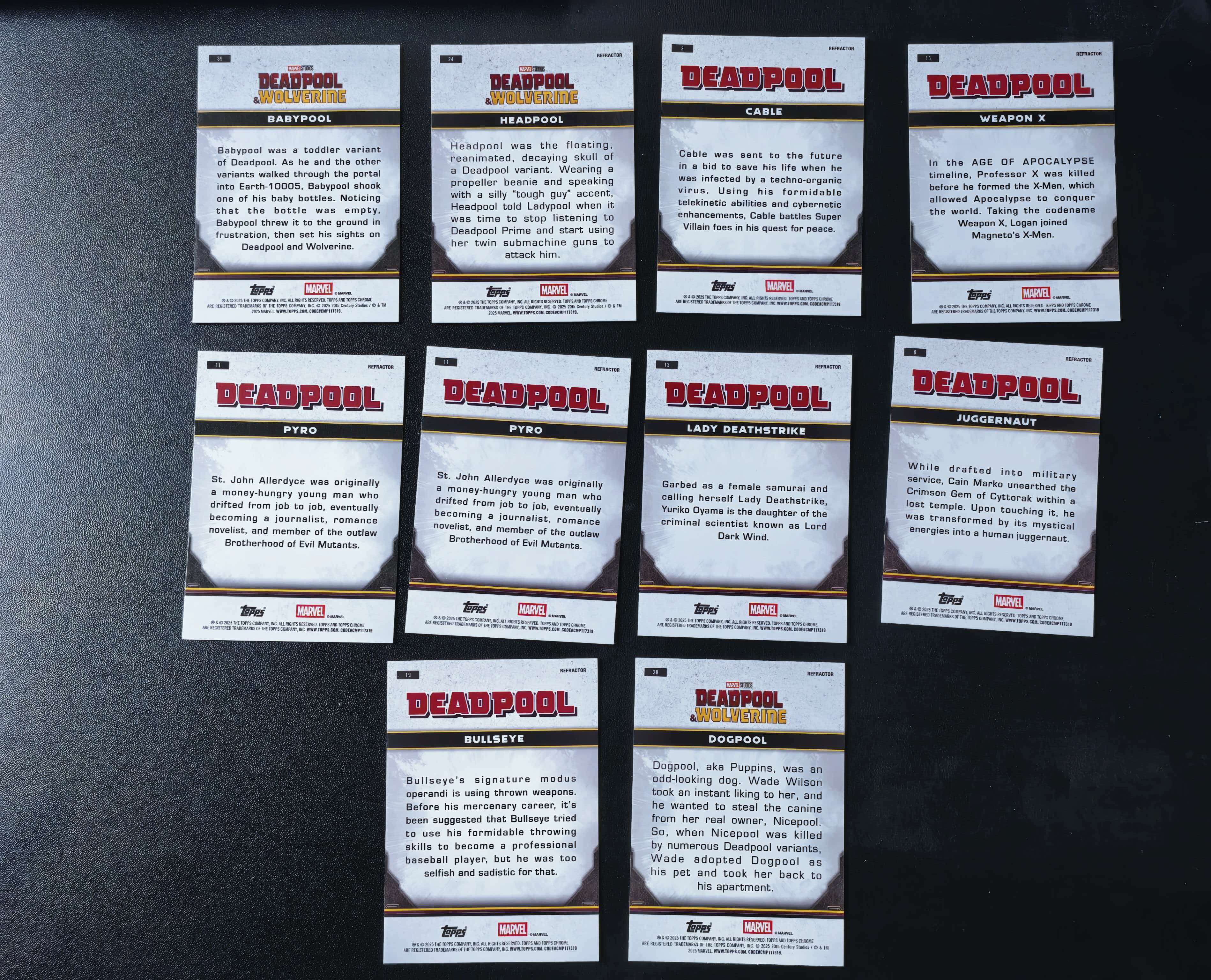 2025 Topps Chrome Marvel Deadpool 漫威 死侍与金刚狼 银折 10张打包出 卡品如图 拍前看描述 只合并当天 不累计