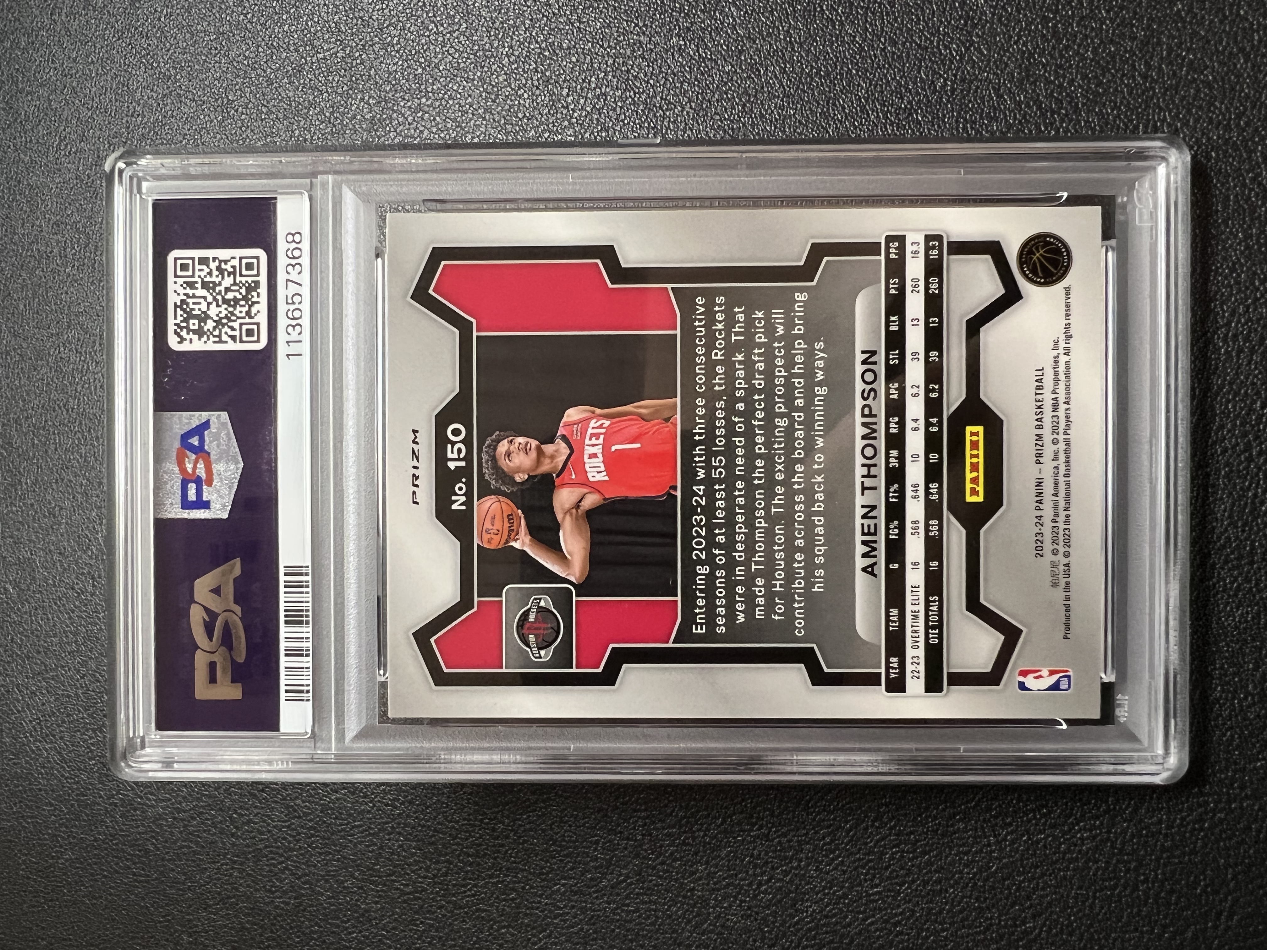 2023-24 Panini Prizm Amen Thompson RC 【星佑代卖】PZ 火箭 新秀 阿门 汤普森 粉碎冰折射 PSA9分 评级卡 收藏必备