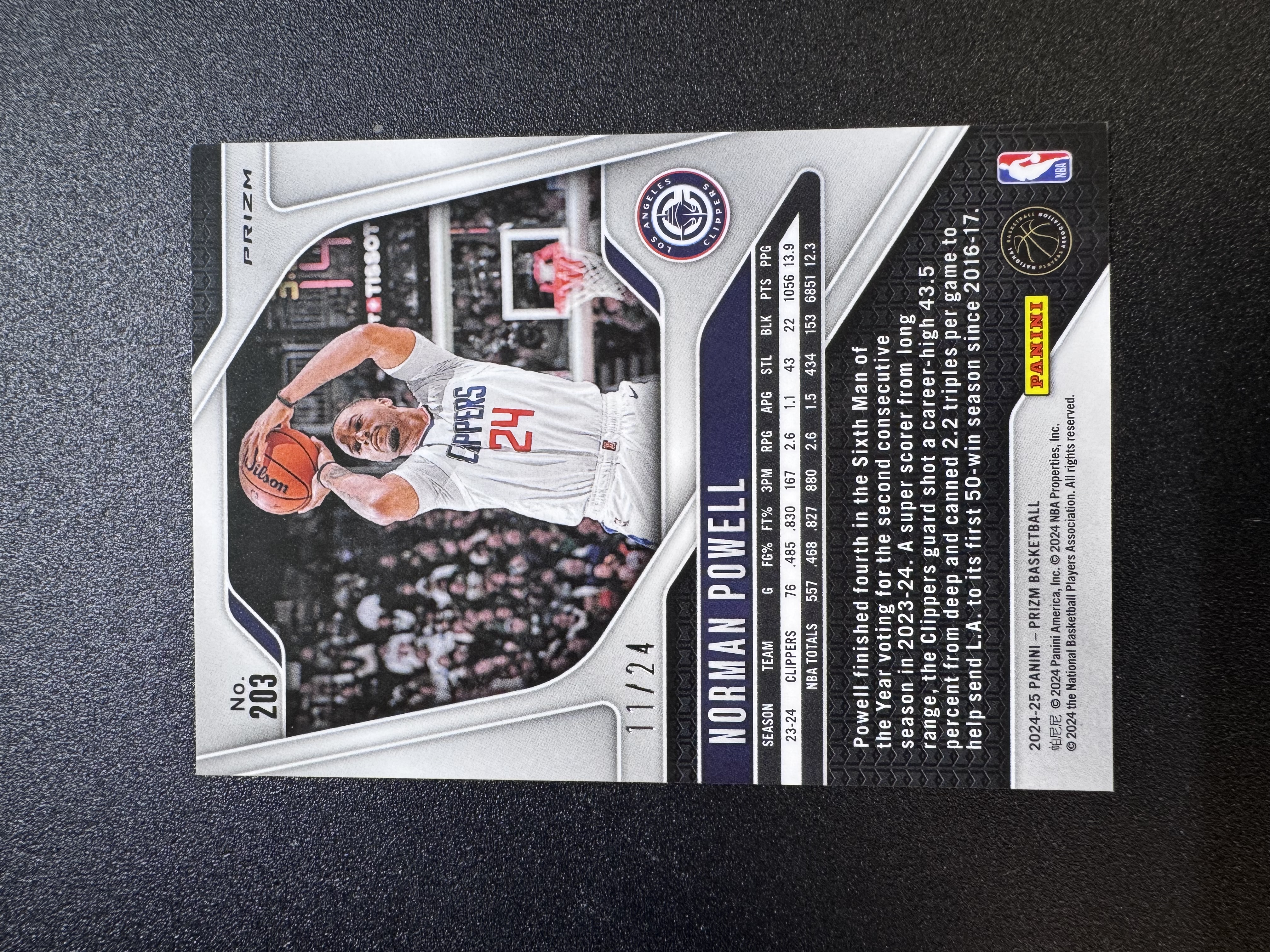 2024-25 Panini Prizm Norman Powell 诺曼 鲍威尔 快船 鲍科比 小卡哈登队友 末年PZ SSP 大比例 金闪折 补偿积分包独占 11/24编