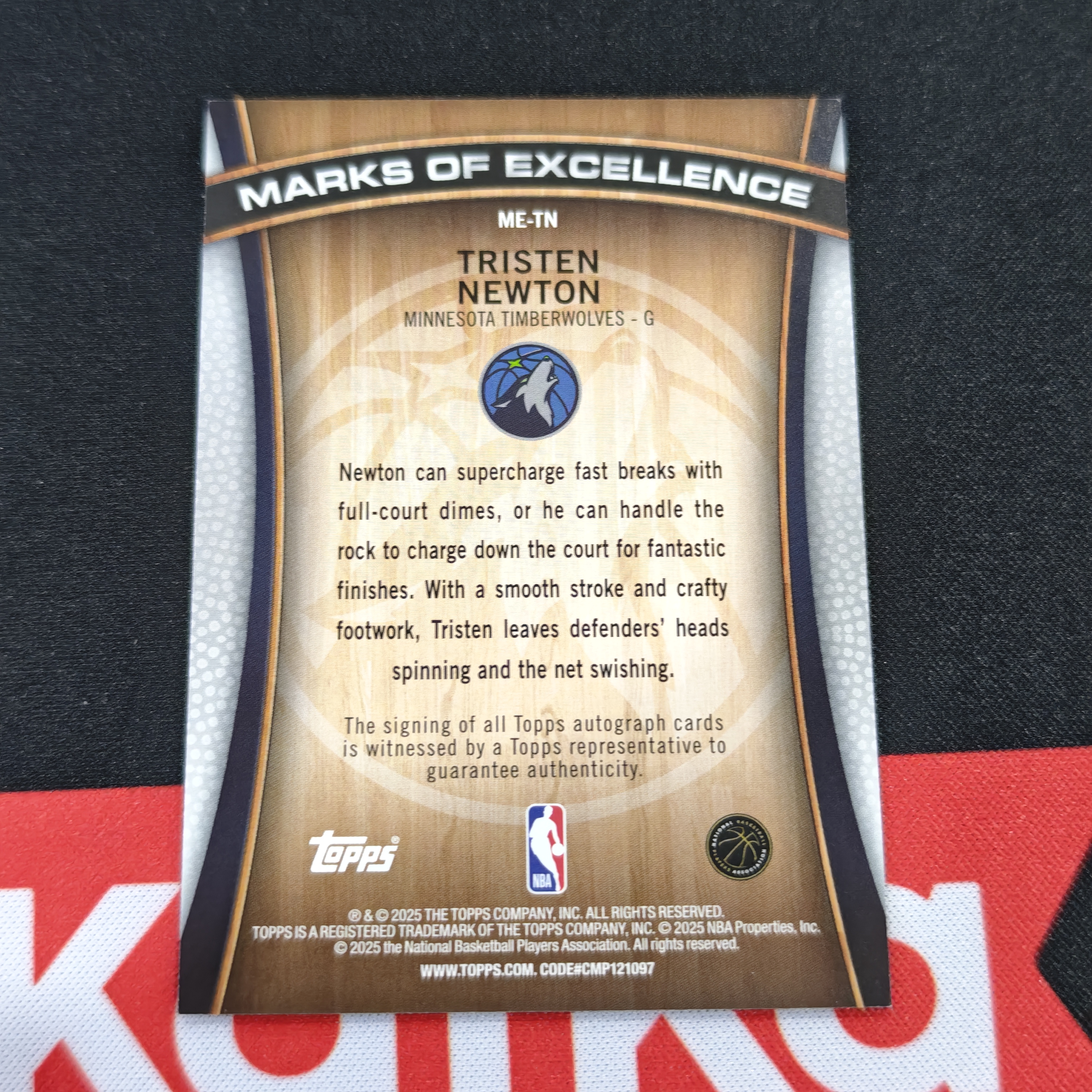 2025 Topps flagship Tristen Newton 森林狼 特里斯坦 牛顿 签字 标志签 收藏必备 【倍宗