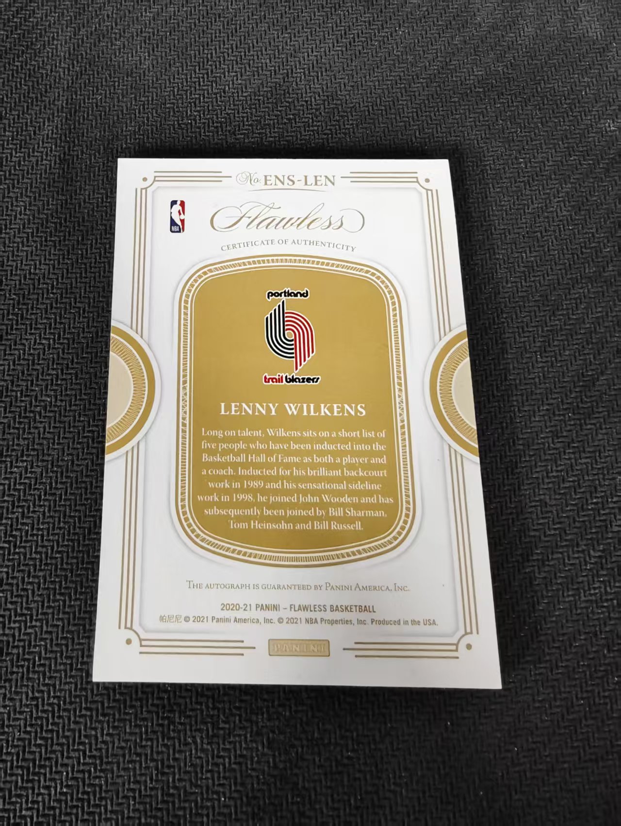 【汽水拍卖】2020-21 Panini Flawless Lenny Wilkens 手提 开拓者 兰尼威尔肯斯 神圣签 签字 25编