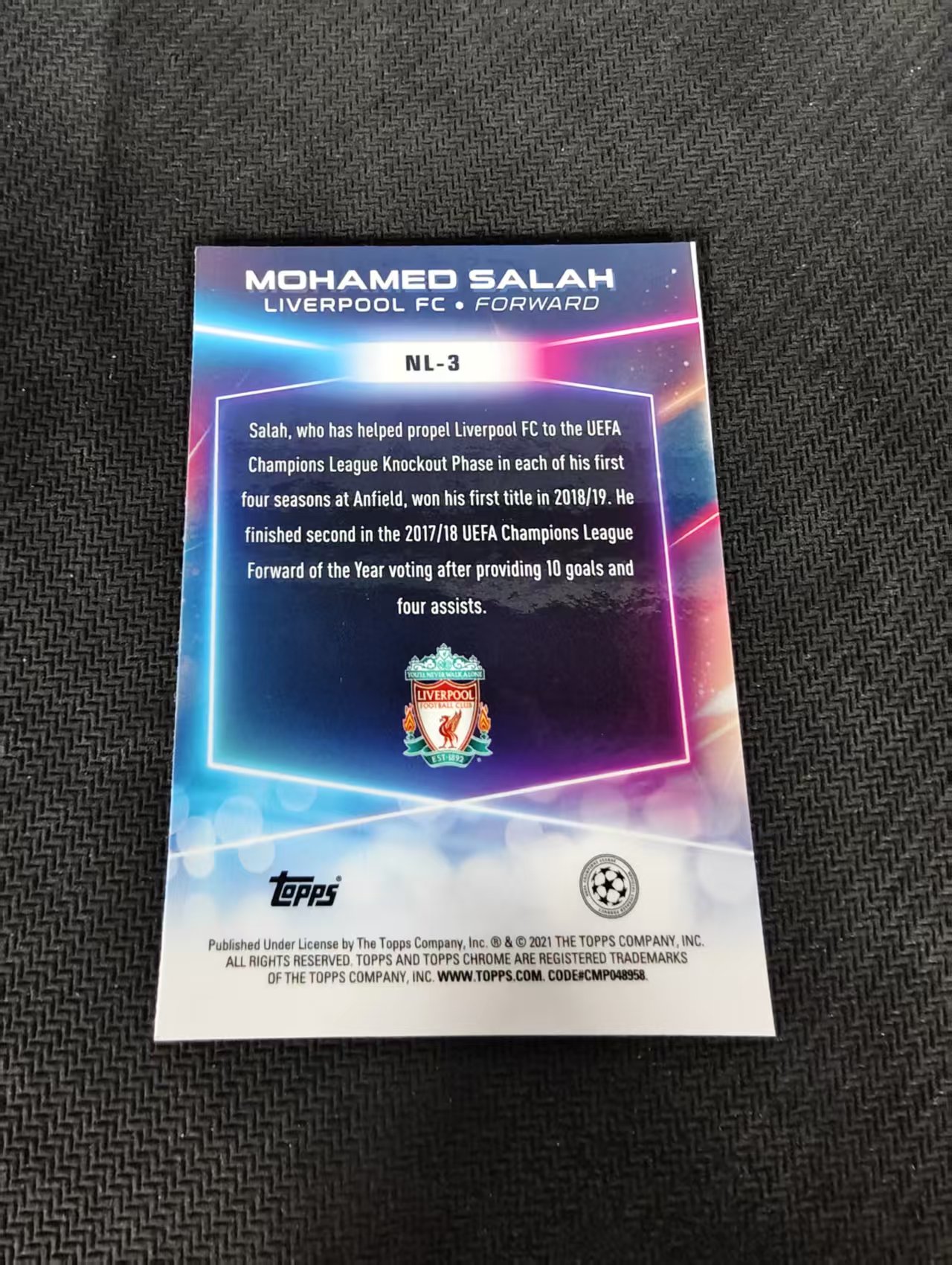 【可合并,不累计】2021 Topps Chrome Mohamed Salah 萨拉赫 利物浦 欧冠 银折 划痕 边角瑕疵
