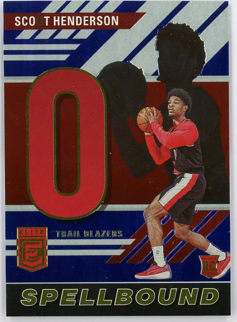2023-24 Panini Elite Scoot Henderson RC 斯库特亨德森 新秀 精英 03/99编 顺位同背 字母 特卡 蓝平行 开拓者 卡品如图 0MJ9