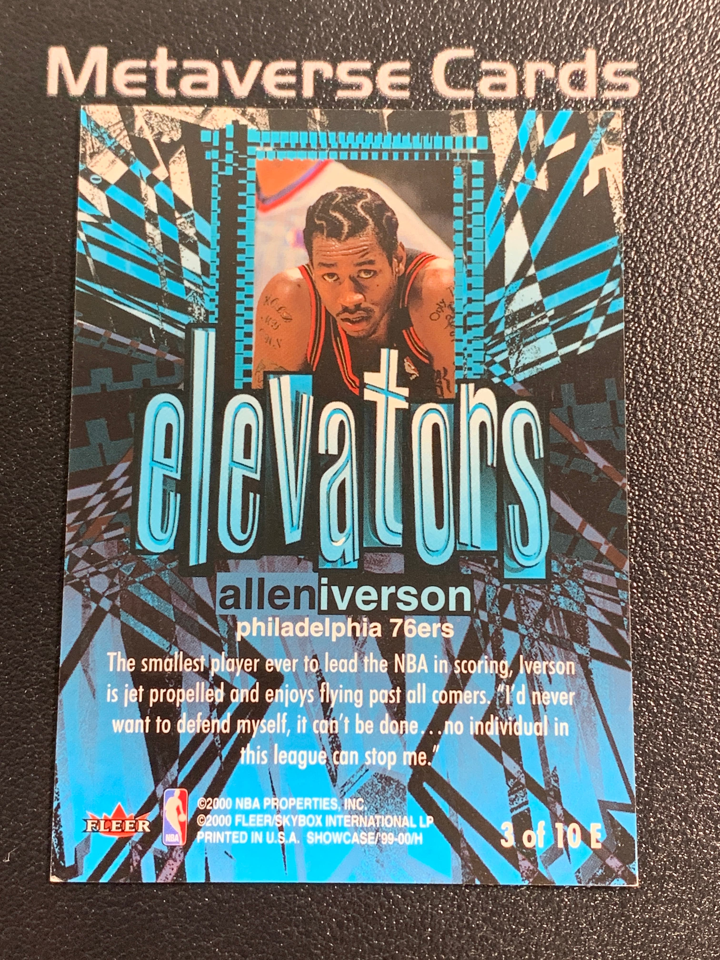 【元宇宙拍卖】张张总223:1999-00 Fleer Flair Showcase Allen Iverson 费城76人 阿伦 艾弗森 Elevators 特卡 老特 碎冰折 折射 经典老卡 瑕疵如图 收藏必备
