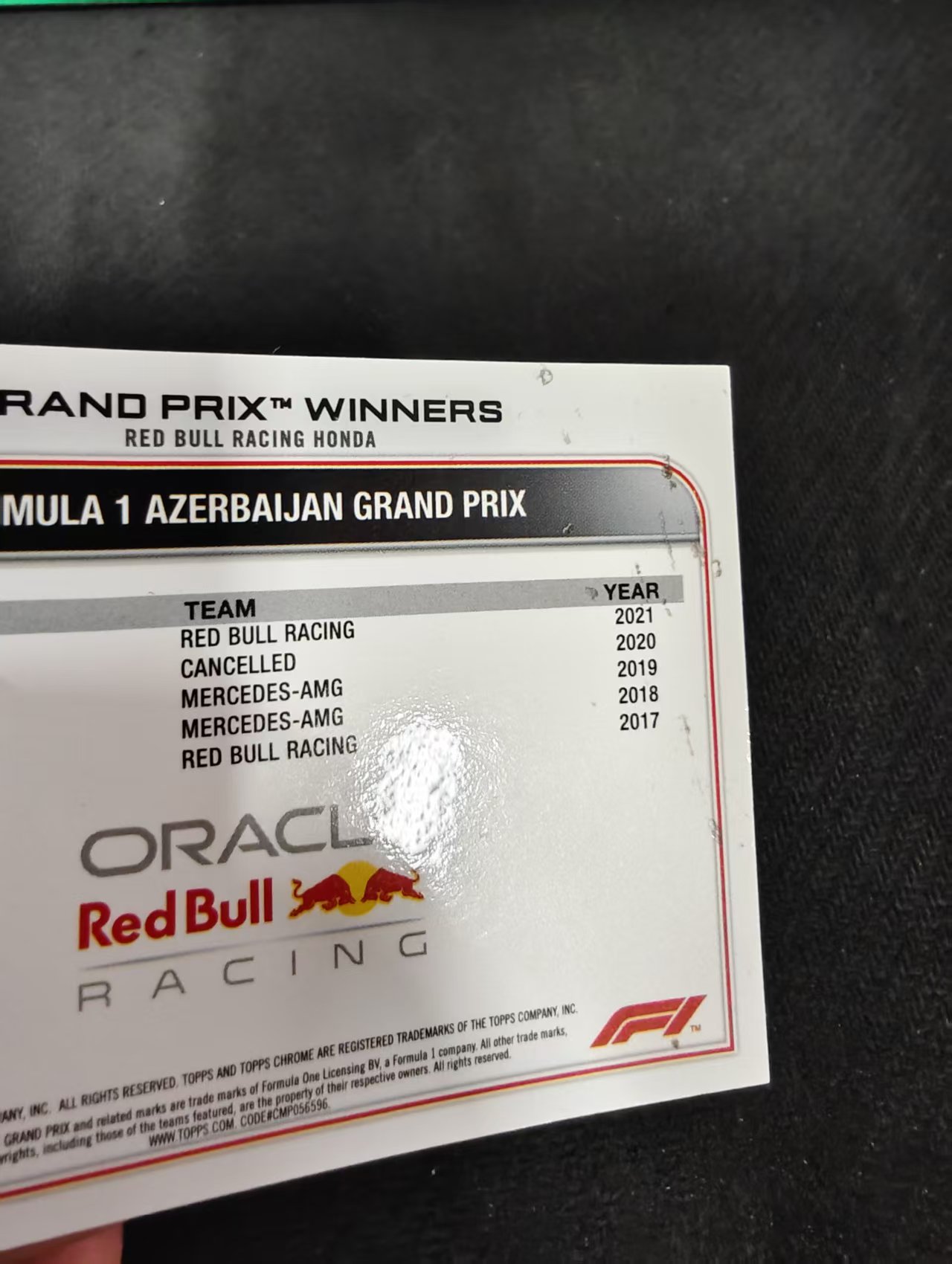2022 Topps Chrome F1 Sergio Perez 塞尔吉奥 佩雷兹 红牛车队 划痕 边角瑕疵 #156