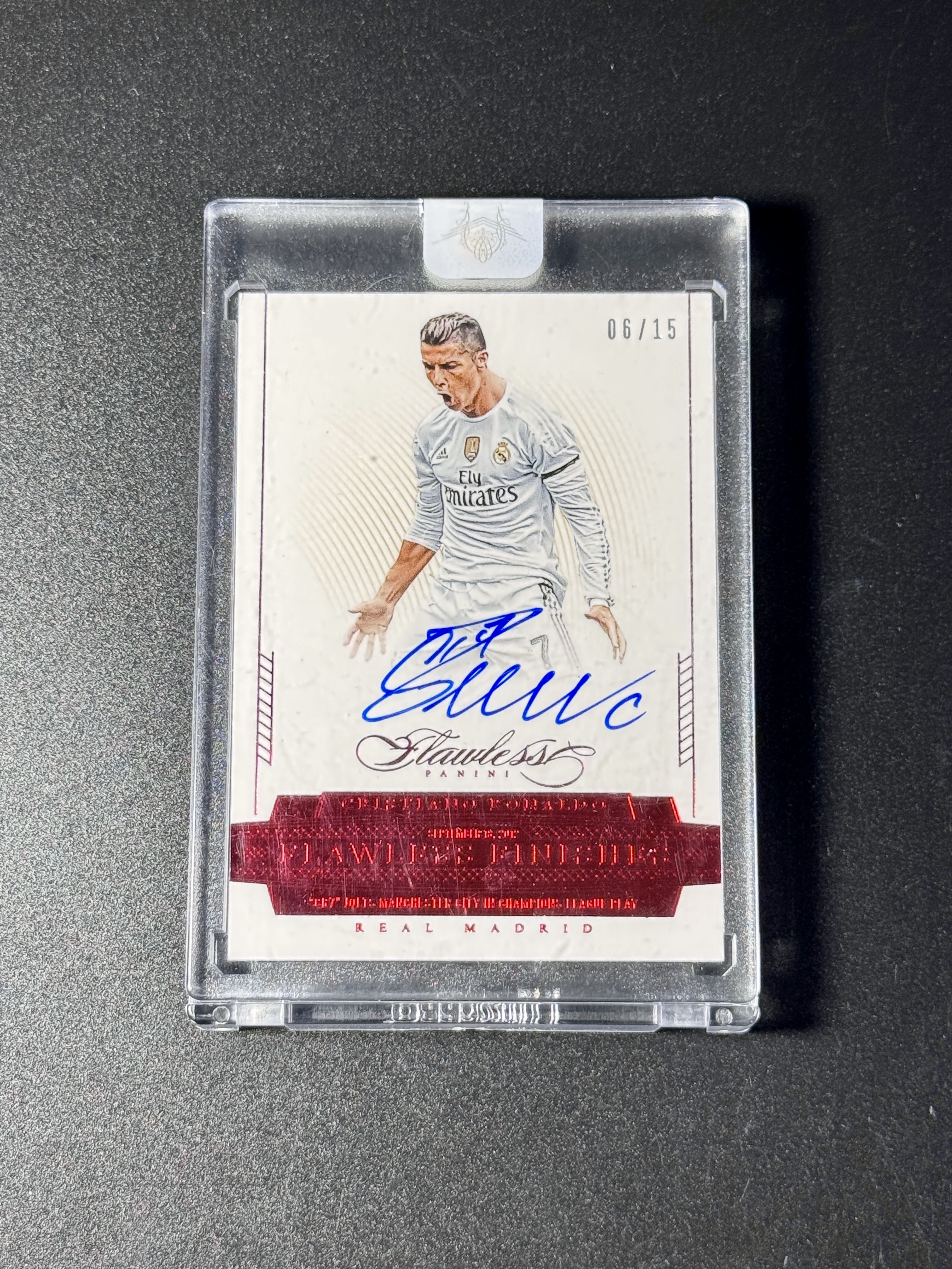 【喷子拍卖】2015-16 Panini Flawless Cristiano Ronaldo 元年手提 皇家马德里 葡萄牙巨星 C罗 罗纳尔多 绝杀 签字 15编 中国红 卡签 最经典庆祝选图 大hit卡 完美签 原封砖 送订制壳 乔老爷