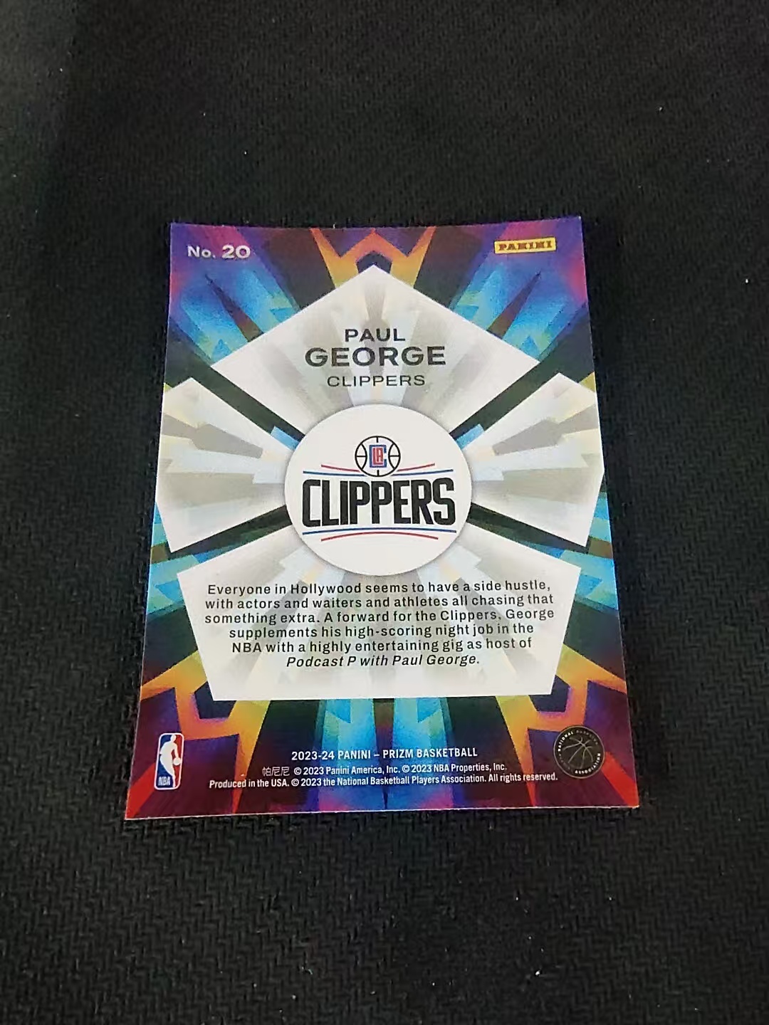 【可合并,不累计】2023-24 Panini Prizm Paul George pz 快船 保罗乔治 泡椒 万花筒特卡 PZ 划痕 边角微瑕 介意勿拍 #20
