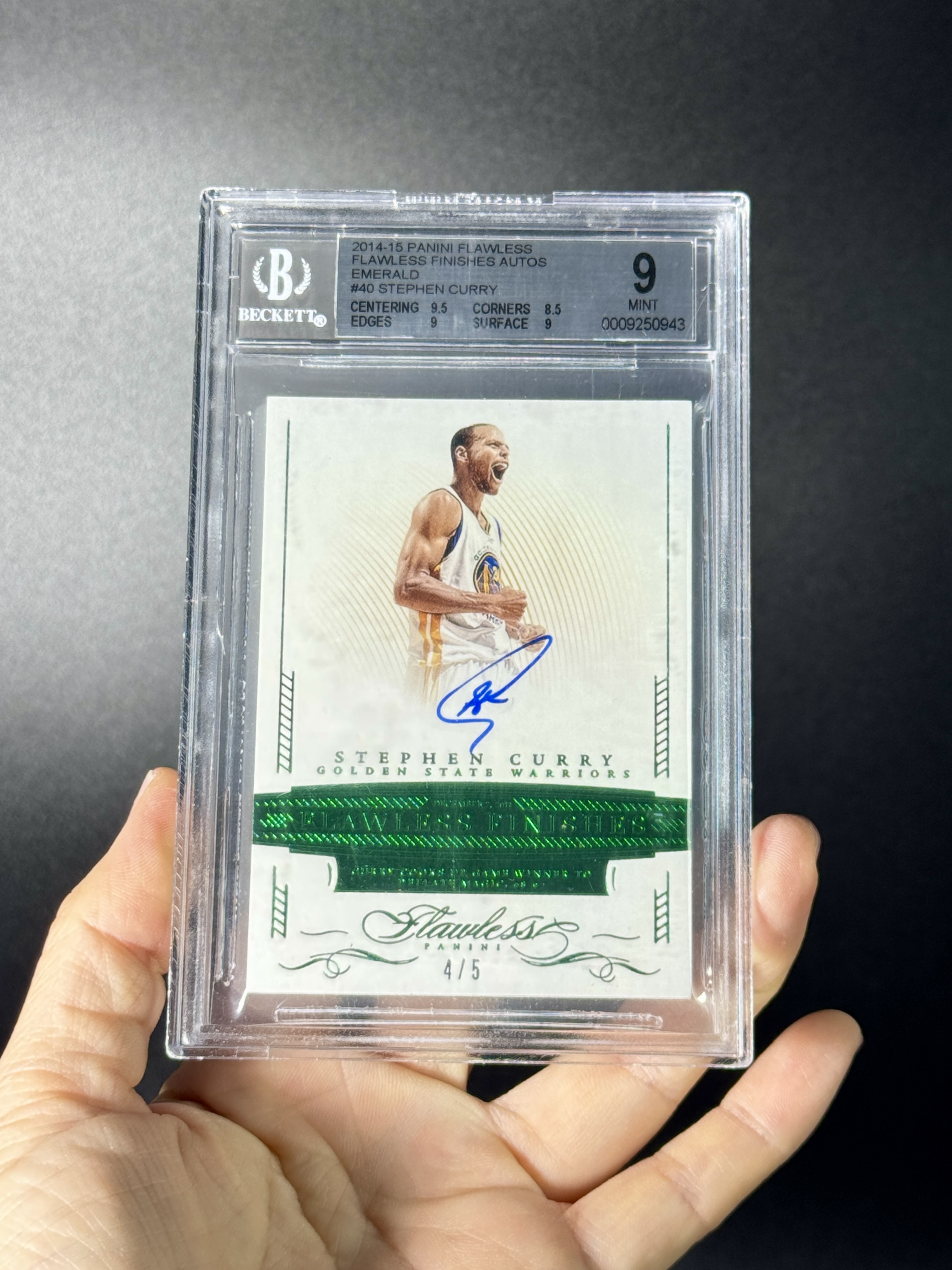 【喷子拍卖】2014-15 panini flawless Stephen Curry 手提 金州勇士 史蒂夫 库里 元年绝杀 签字 5编 绿版 卡签 系列大hit卡 超帅庆祝选图 BGS9/10 专收必备 送订制壳 PPNU