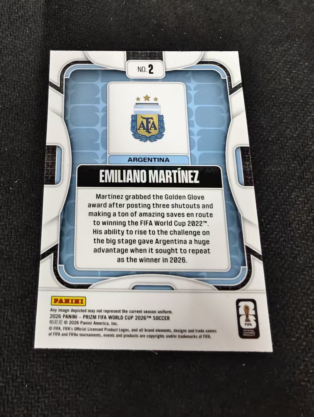 2026 Panini World Cup Prizm Emiliano Martínez 埃米利亚诺 马丁内 阿根廷 PZ世界杯 划痕 边角瑕疵#2