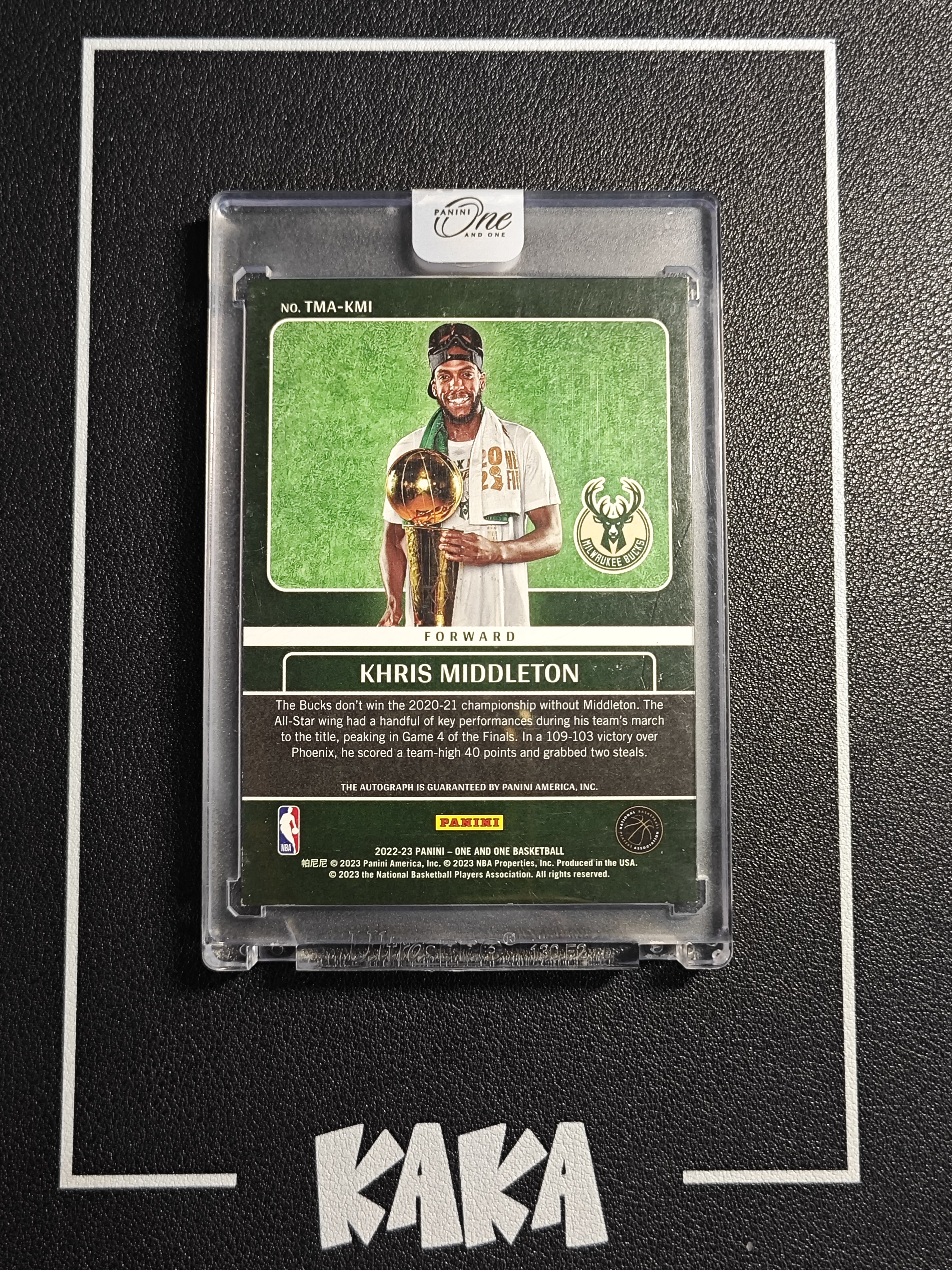 【KAKA】2022-23 Panini One And One Khris Middleton OAO 雄鹿 克里斯 米德尔顿 99编 卡签 时刻 银笔签 捧杯 夺冠 签字 原封砖 景艺