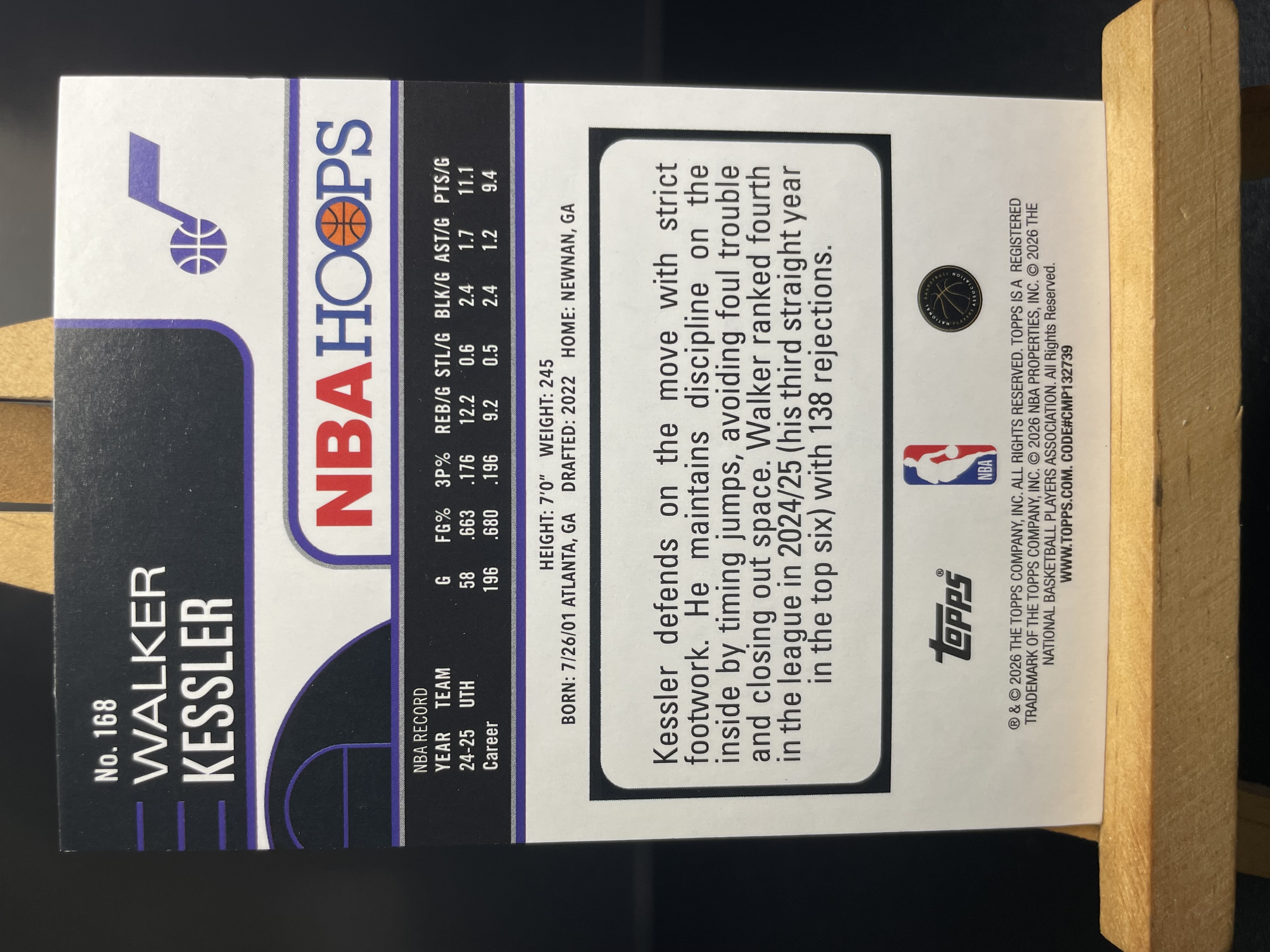 (A6) 2026 TOPPS NBAHOOPS 折射 沃克 凯斯勒 爵士 近期大热球星 收藏凑套必备 卡品如图 !!!