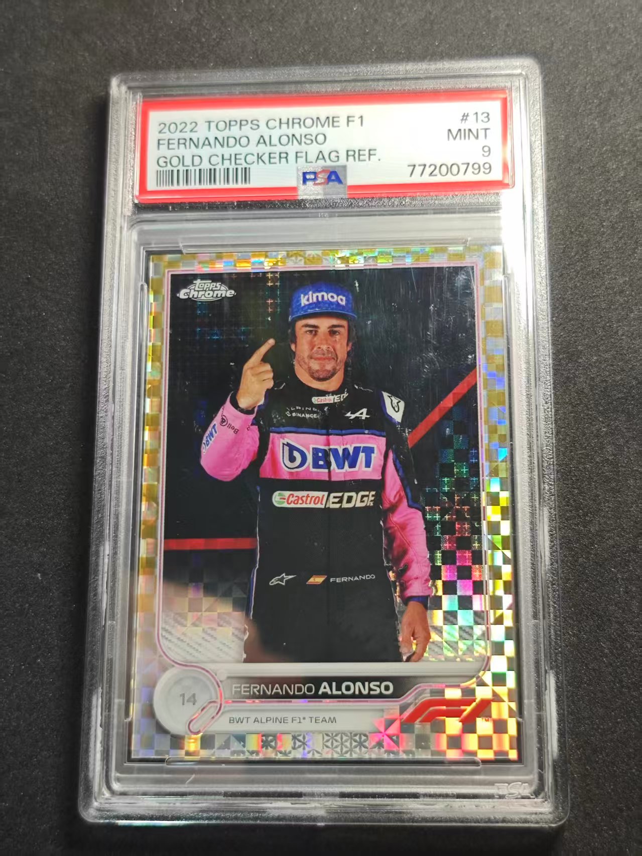 2022 Topps Chrome Fernando Alonso F1Chrome系列 马丁 阿隆索 金格子折 09/50编 PSA9
