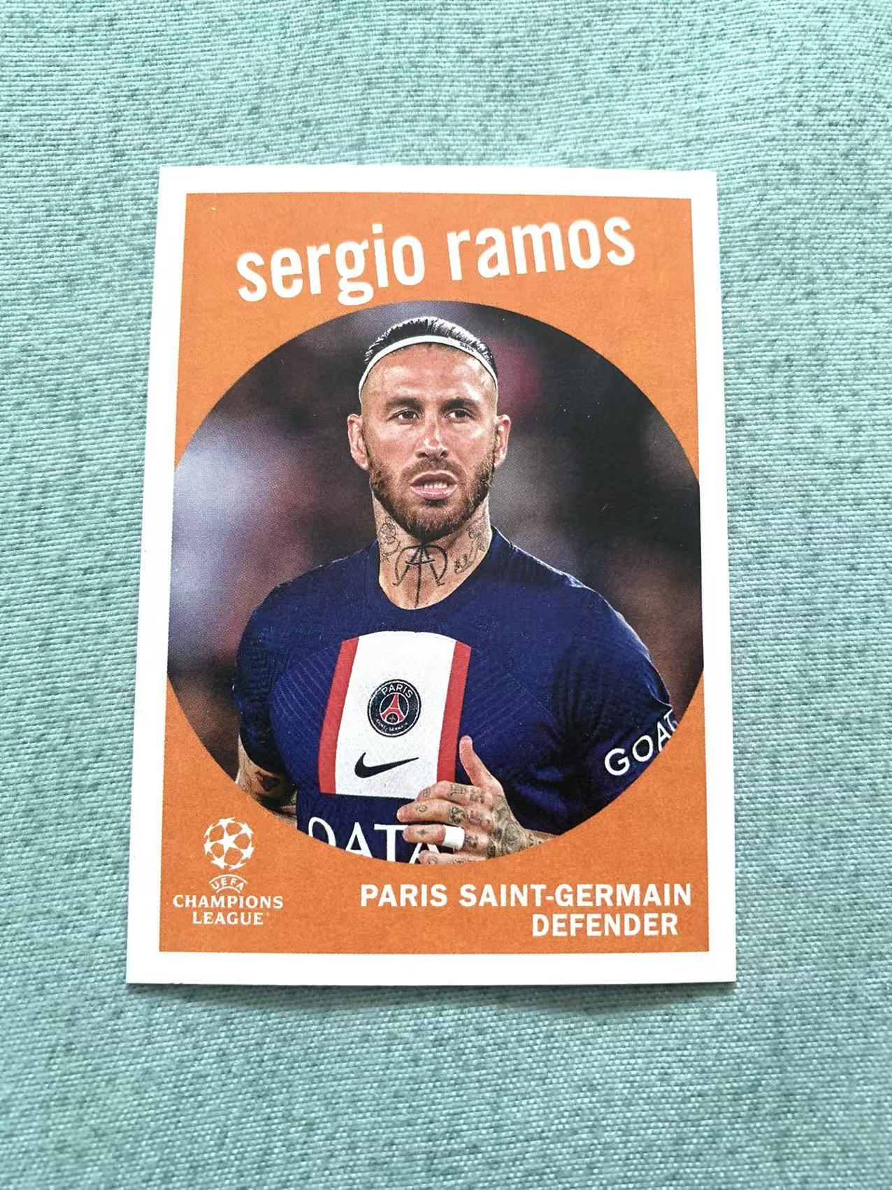 2023 Topps ucc Sergio Ramos 欧冠巴黎圣日尔曼 大巴黎 拉莫斯 复古 大头 特卡 实卡精美 收藏必备 卡品如图 旺旺