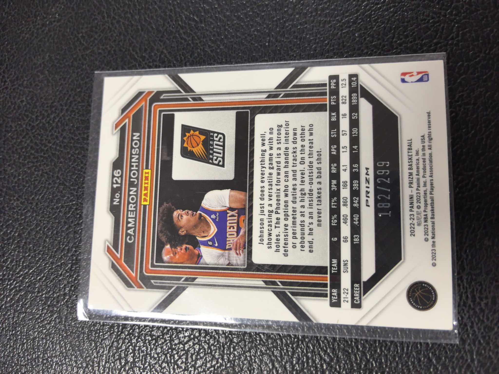 2022-23 卡梅伦约翰逊 299编 掘金 太阳 红折 prizm 10-7