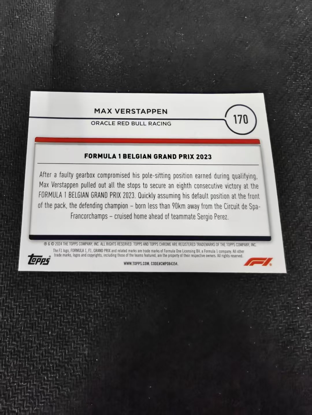 2024 Topps Chrome F1 Max Verstappen 维斯塔潘 红牛 划痕 边角瑕疵 #170