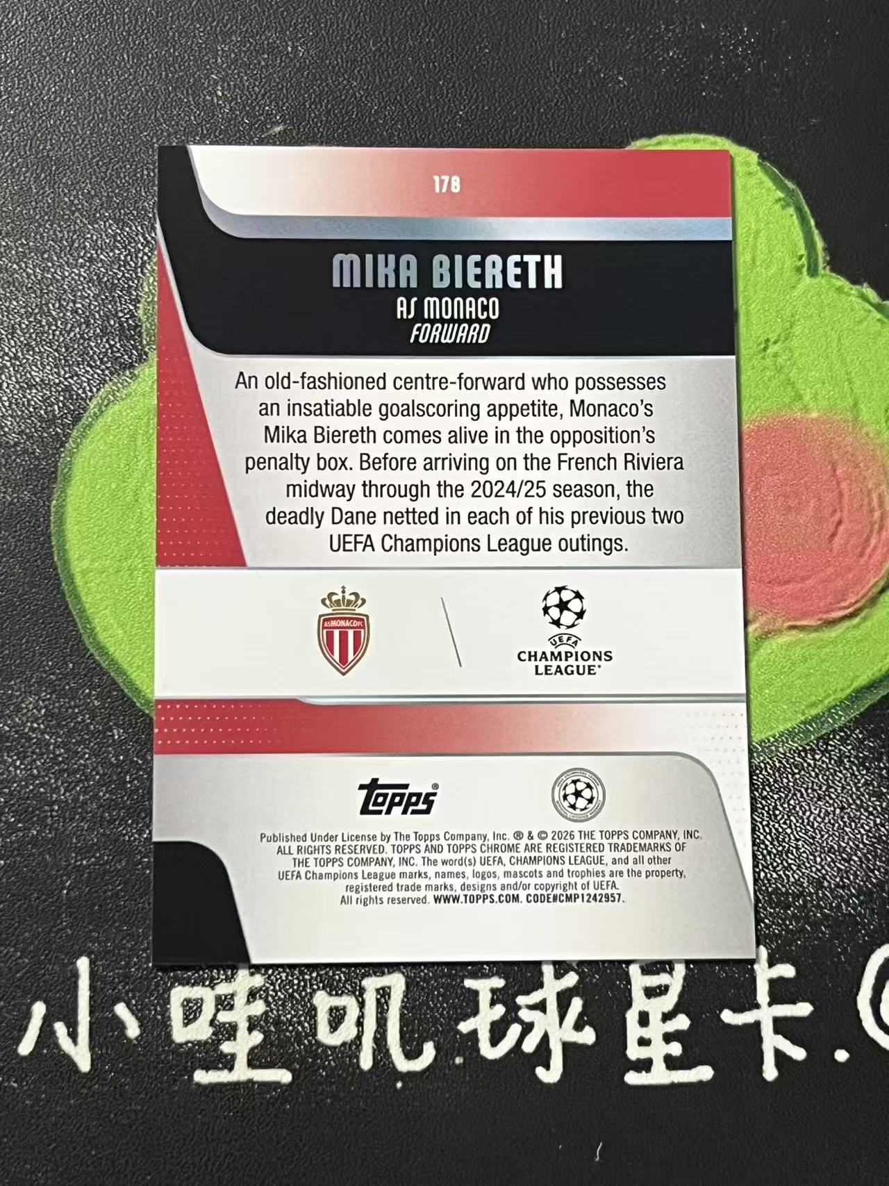 2026 Topps Topps Mika Biereth 欧冠 摩纳哥 米卡 比埃雷特 比雷斯 250编 微瑕如图【ZYP代拍】羽羽