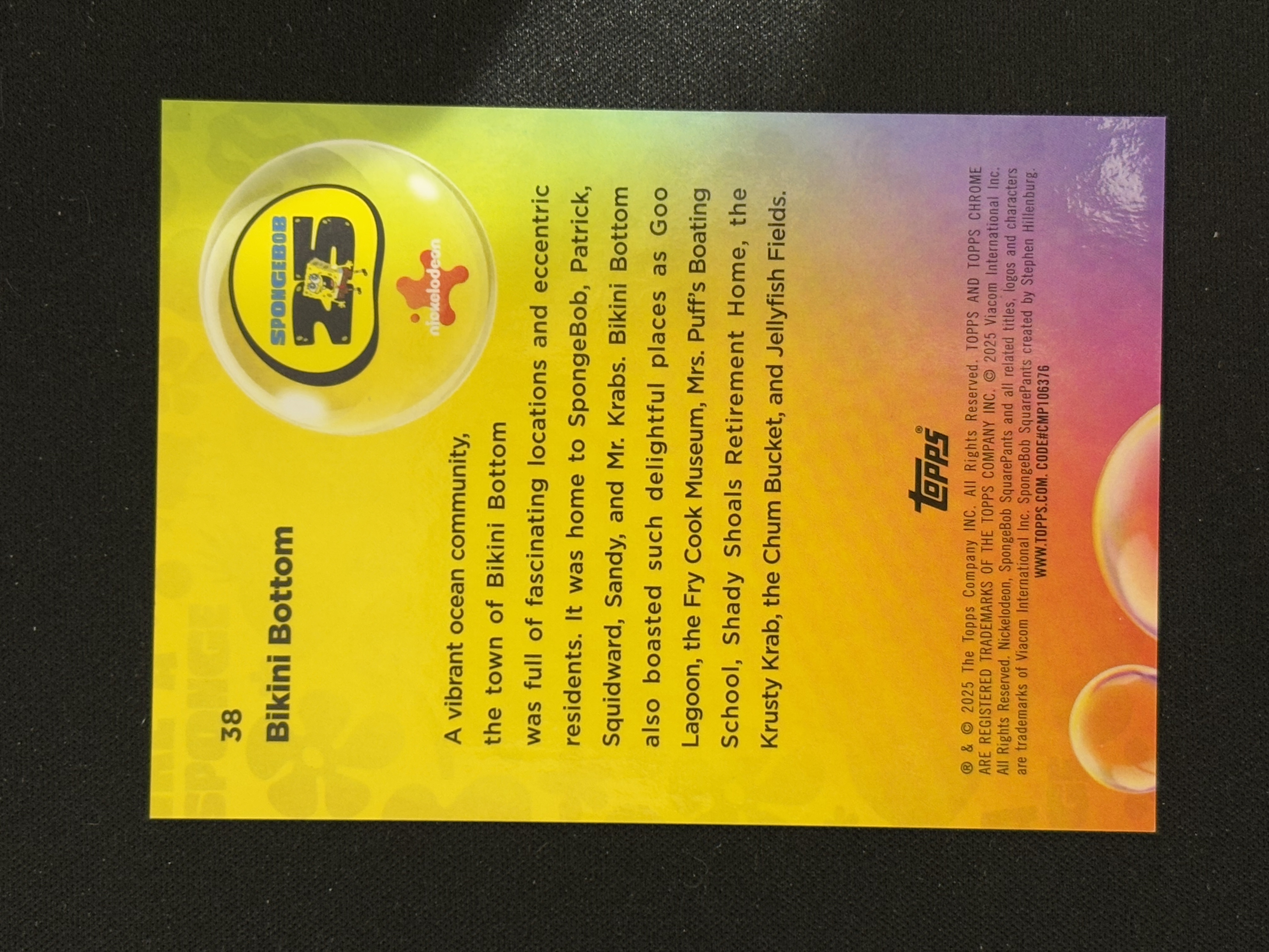 2025 Topps SpongeBob SquarePants 海绵宝宝 Chrome 海绵宝宝25周年蓝宝石 比奇堡 橙碎冰折 02/25编 - ws
