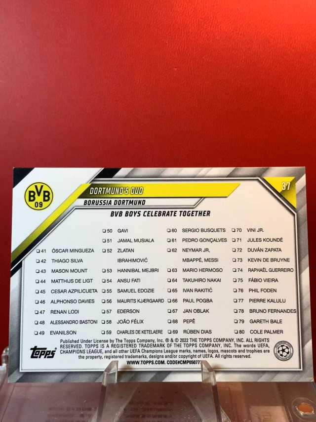 (老末精品代拍) E26 2022 Topps company Inc Dortmund's Duo Erling Haaland 哈兰德 贝林厄姆 多特蒙德 庆祝 凑套必备