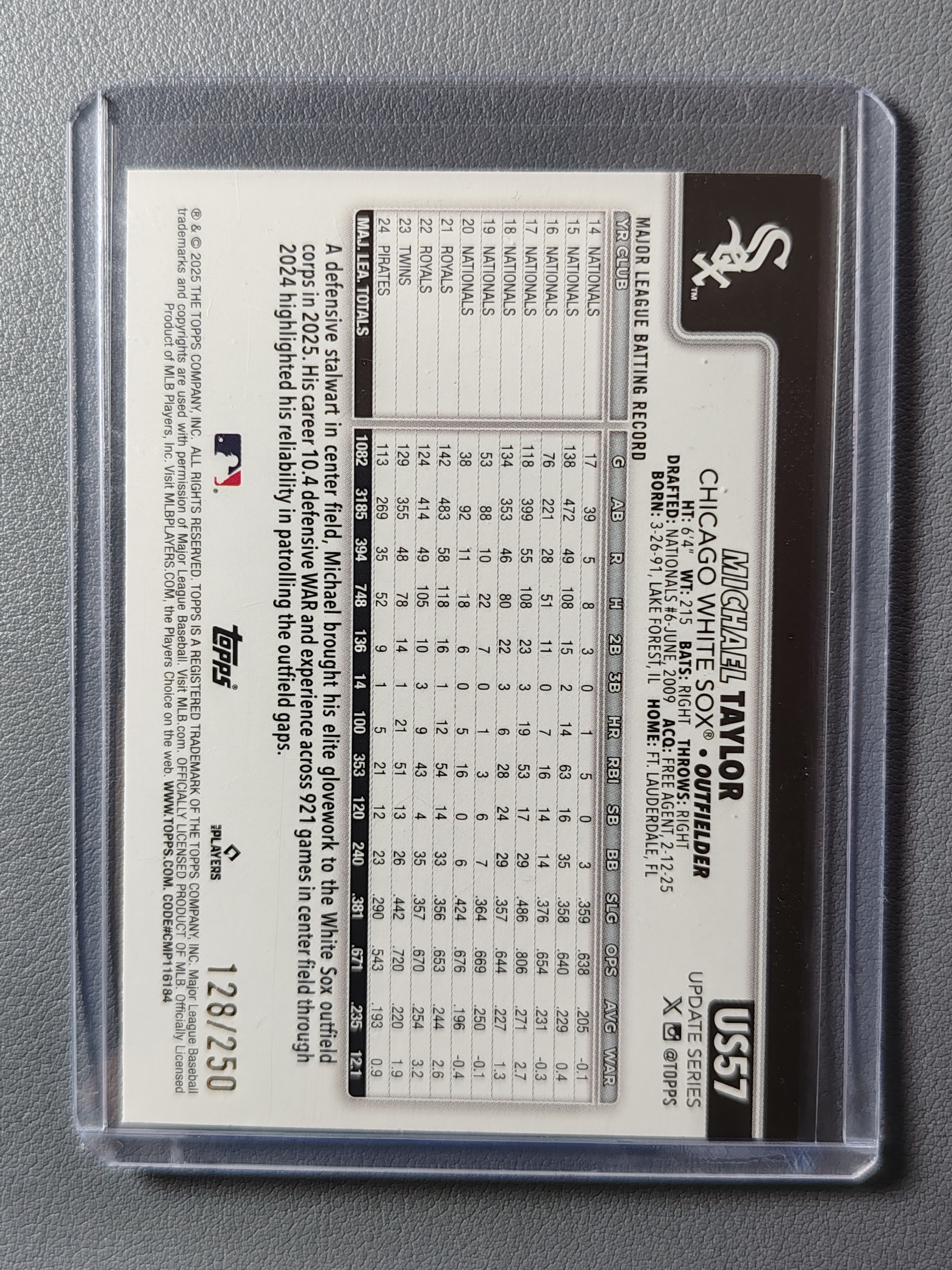 2025 Topps Update Michael Taylor 250编!紫折!【pei】