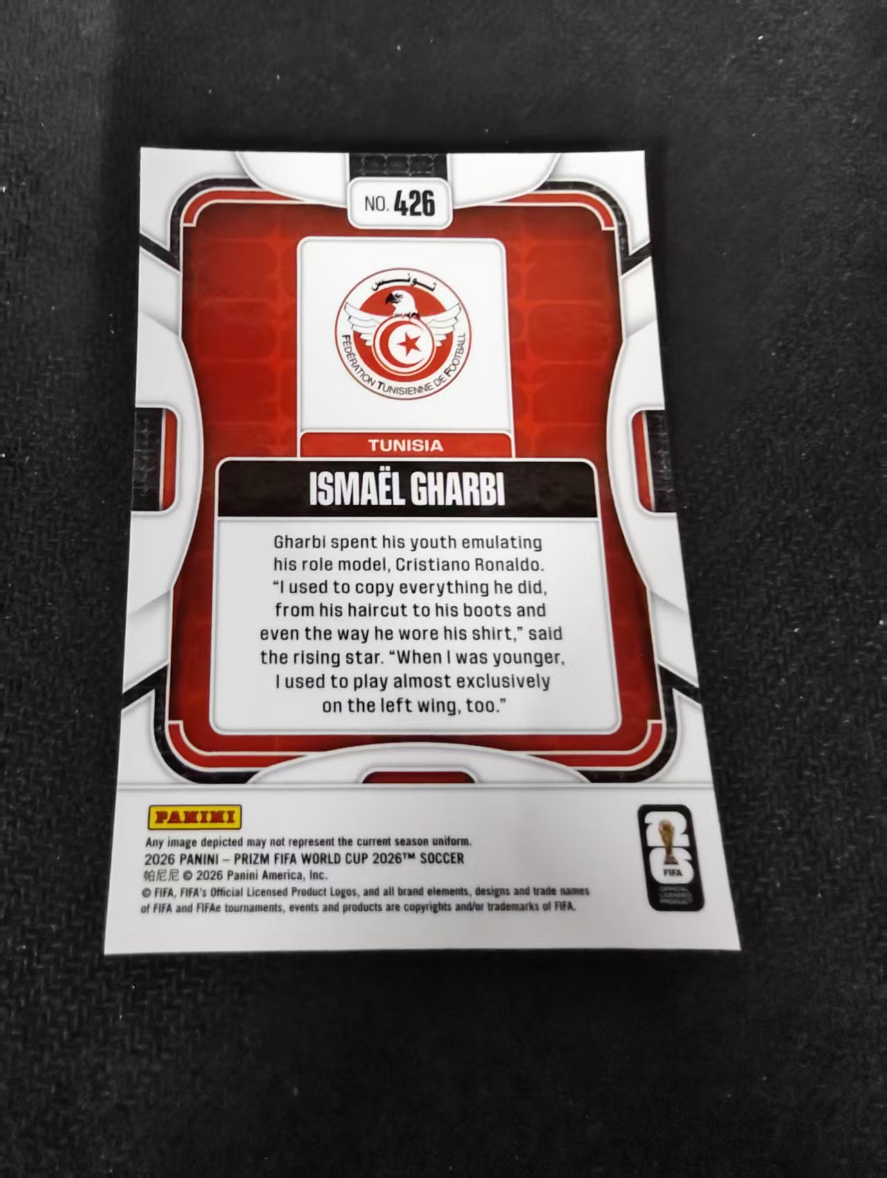 2026 Panini World Cup Prizm Ismael Gharbi 世界杯PZ 突尼斯 伊斯梅尔加尔比 PZ世界杯 划痕 边角瑕疵#426