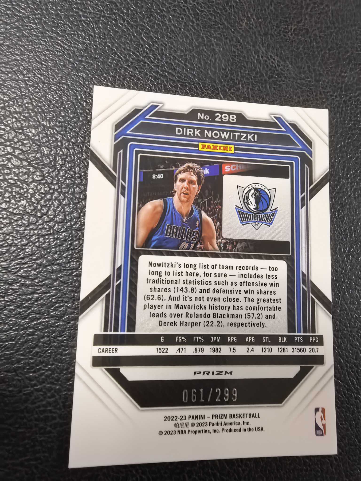 2022-23 德克 诺维斯基 299编 红折 prizm 司机 独行侠 小牛 12-5