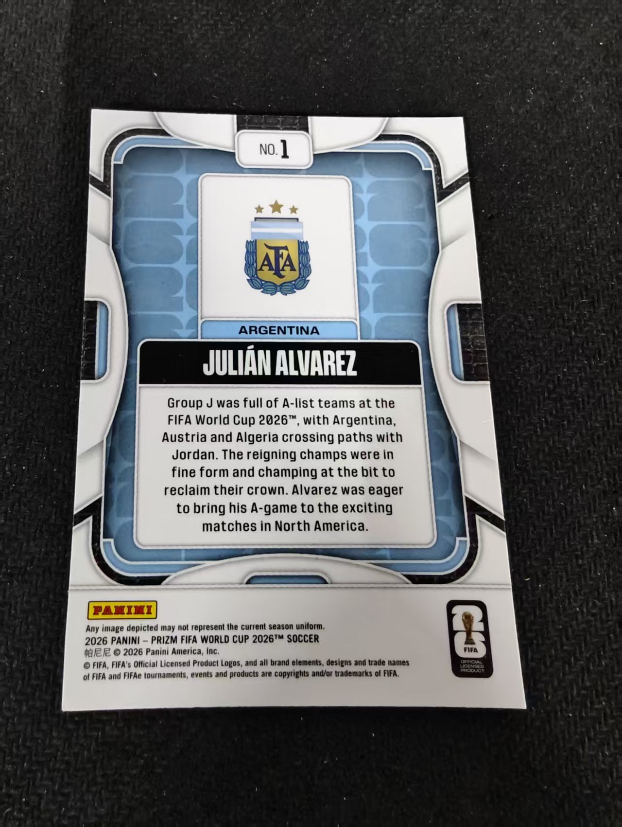 2026 Panini World Cup Prizm Julian Alvarez 阿根廷 朱利安 阿尔瓦雷斯 小蜘蛛 PZ世界杯 划痕 边角瑕疵#1