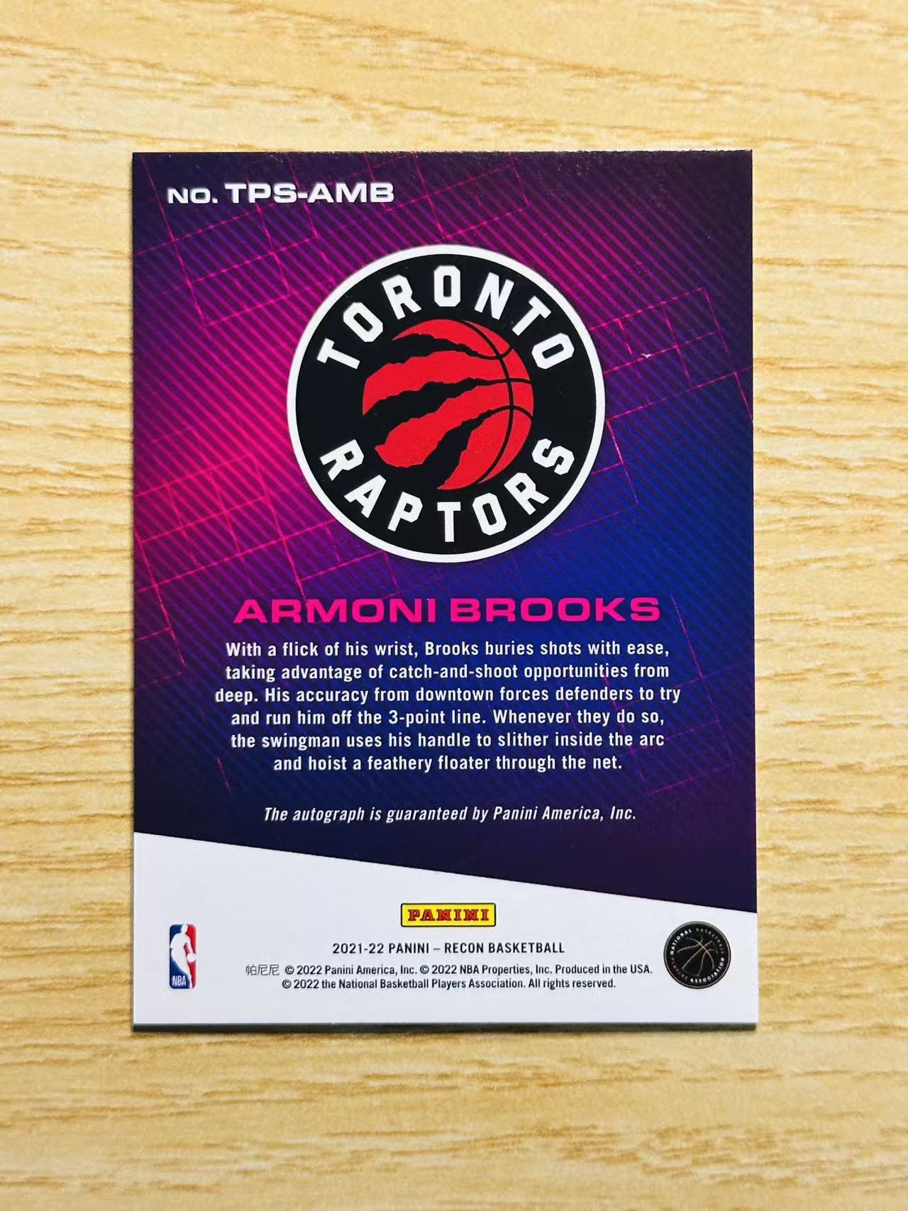 2021-22 Panini Recon Aaron Brooks 嘿嘿代卖 阿隆 布鲁克斯 新秀 RC 签字 猛龙 收藏必备