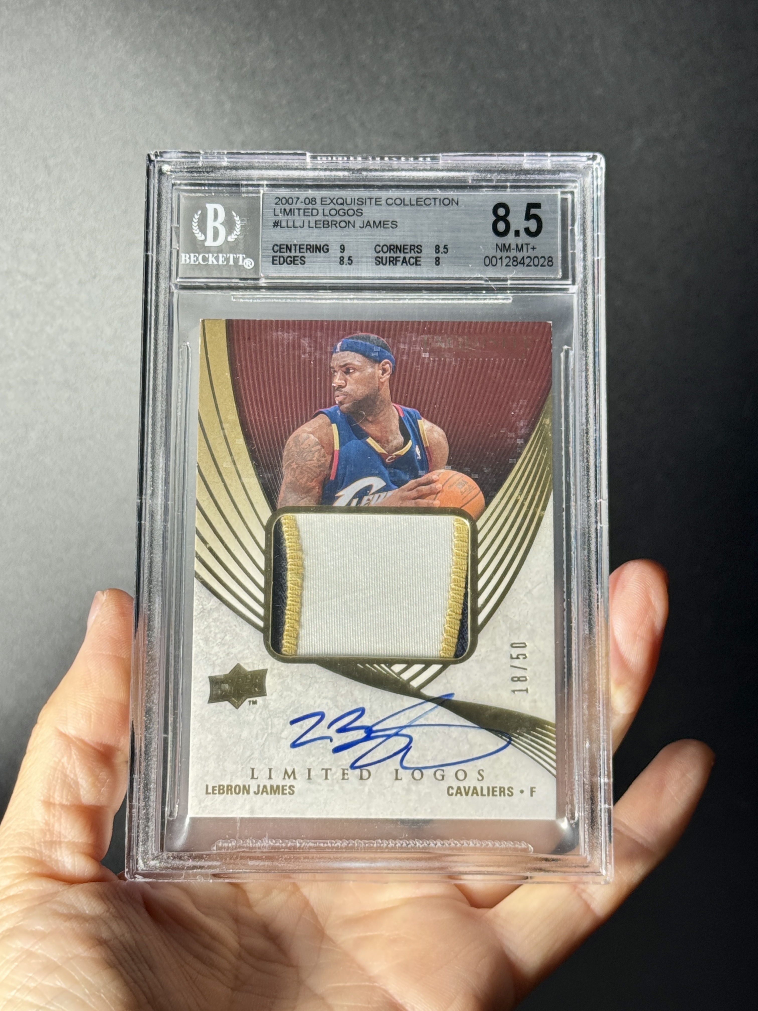 【喷子拍卖】2007-08 UD exquisite LeBron James 木盒 骑士 勒布朗 詹姆斯 LL limited logo 50编 大窗patch 卡签 切割暴力 大hit BGS8.5/10 可凑科比同版 送订制壳 RRQ