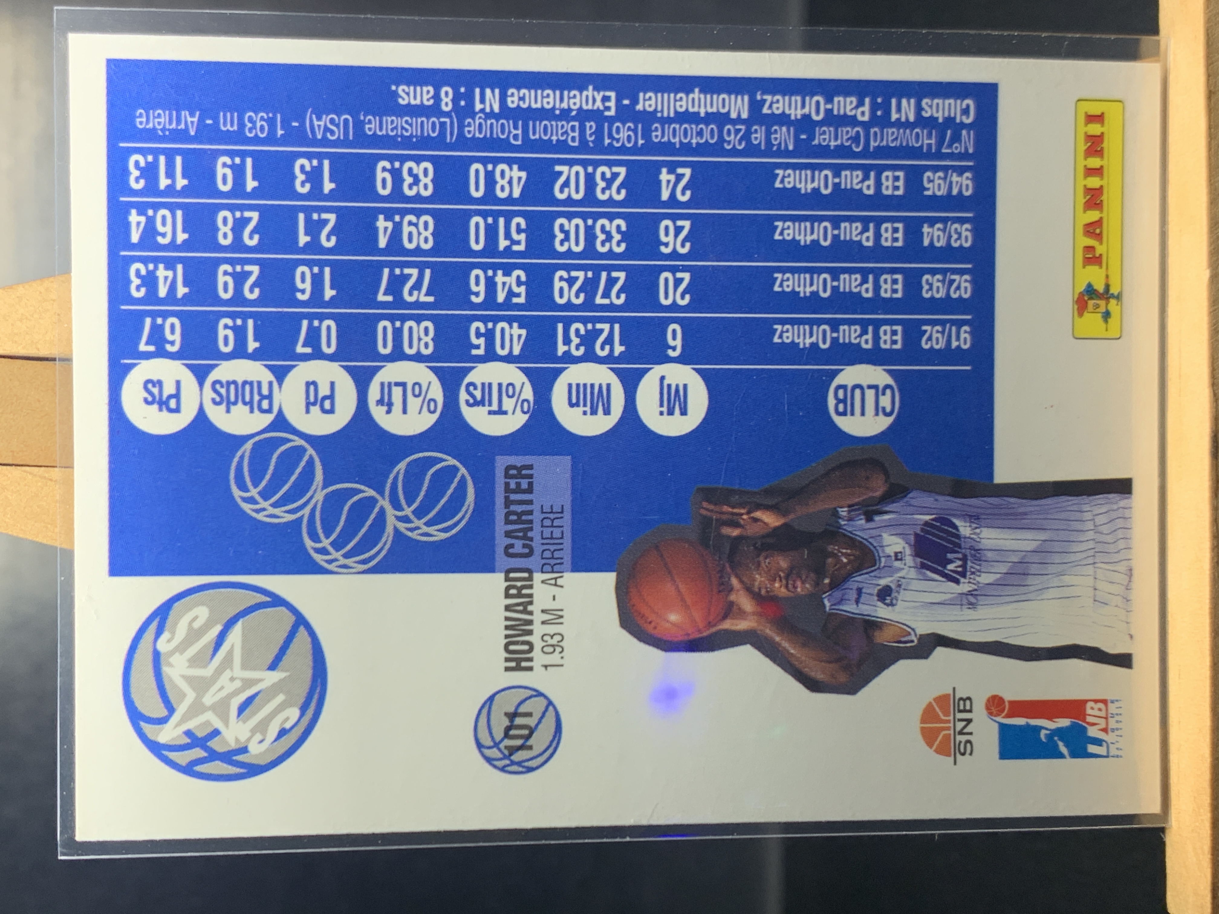 (S8) PANINI 稀有老卡 市面少有 霍华德卡特 蒙彼利埃 近期大热球星 收藏必备 卡面老化 ! ! !