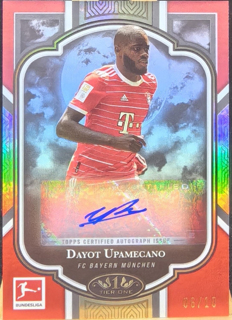 2023 Topps tier one Dayot Upamecano 欧冠 法国 拜仁莱比锡 于帕梅卡诺 乌帕梅卡诺 签字 红折 低编 6/ ...