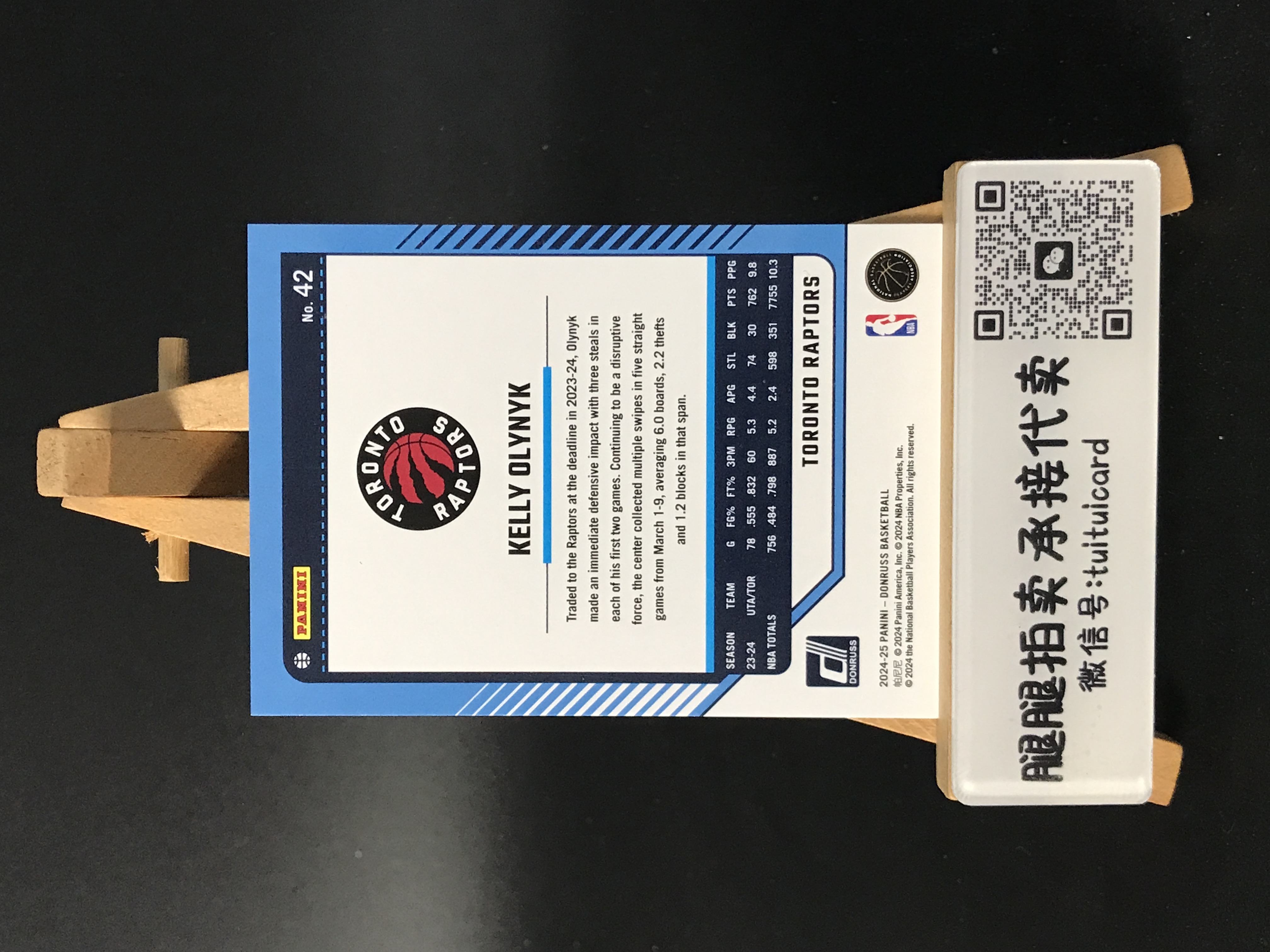 2024-25 Panini Donruss Kelly Olynyk 【腿腿拍卖 极速回款】凯利 奥利尼克 85/125编 风车折 折射 猛龙 卡品如图 1in