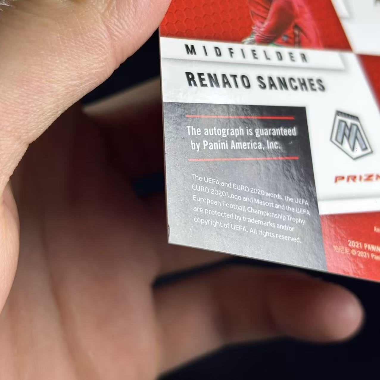 2021-22 Panini Euro Mosaic Renato Sanches 【SQ拍卖】雷纳托 桑切斯 罗马 里尔 葡萄牙 巴黎圣日耳曼 签字 签名 红马赛克折 折射 马赛克 马赛克折/犯困