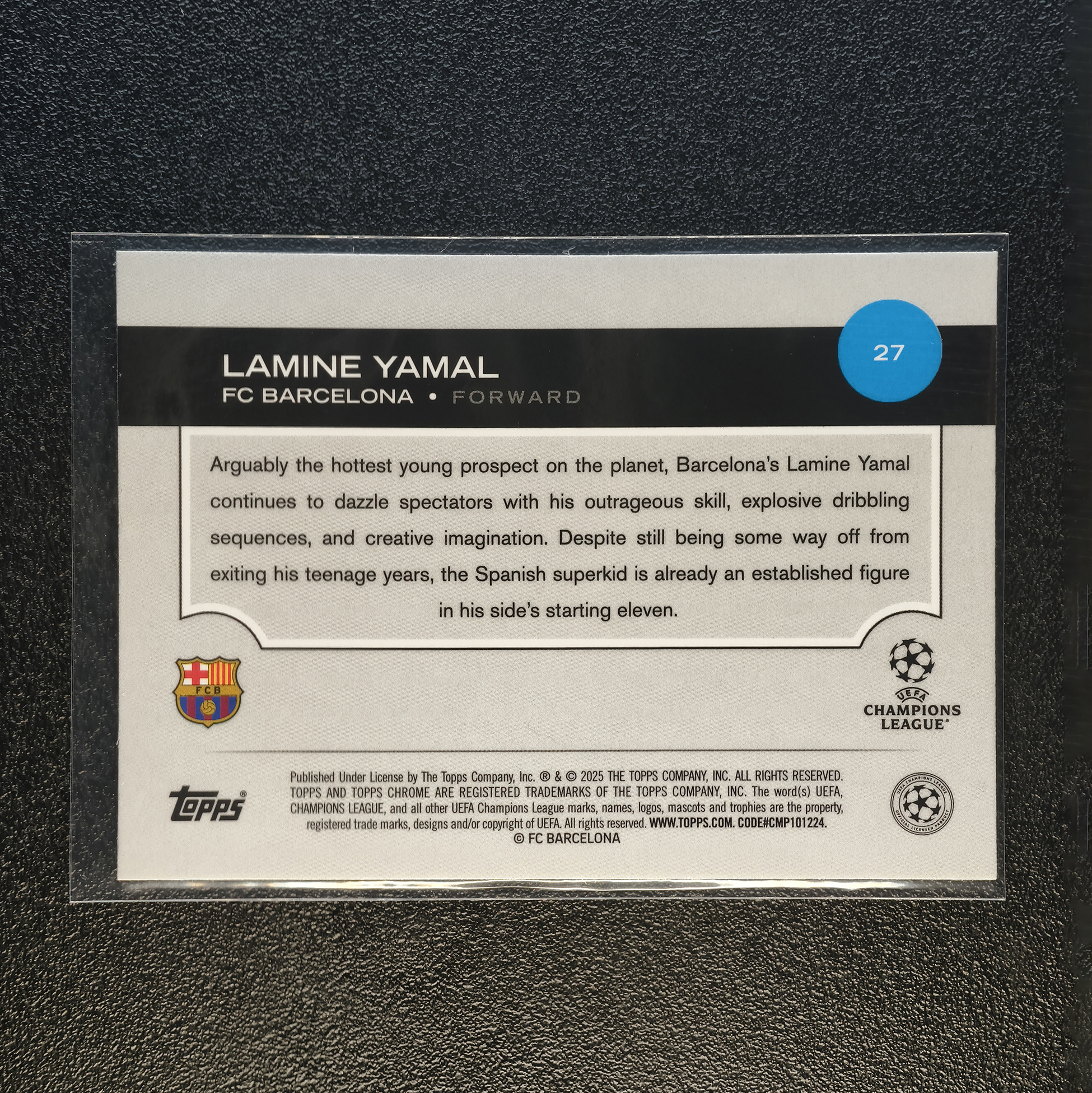 2025 Topps Chrome Lamine Yamal #27 欧冠 蓝宝石 巴萨 巴塞罗那 西班牙 亚马尔 蓝碎冰 base 收藏必备