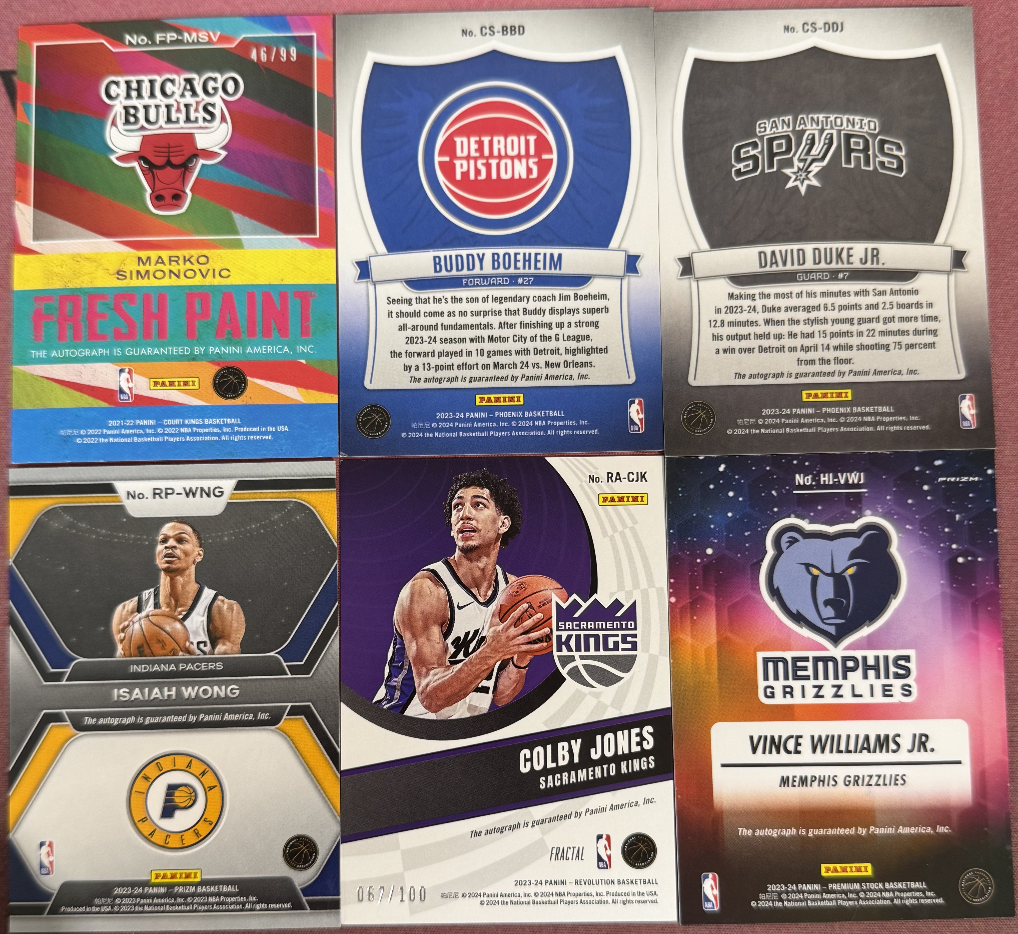 2025-26 Panini 多系列 多人 帕尼尼 琼斯等一图6张签字打包LOT 不保卡品#37(登)