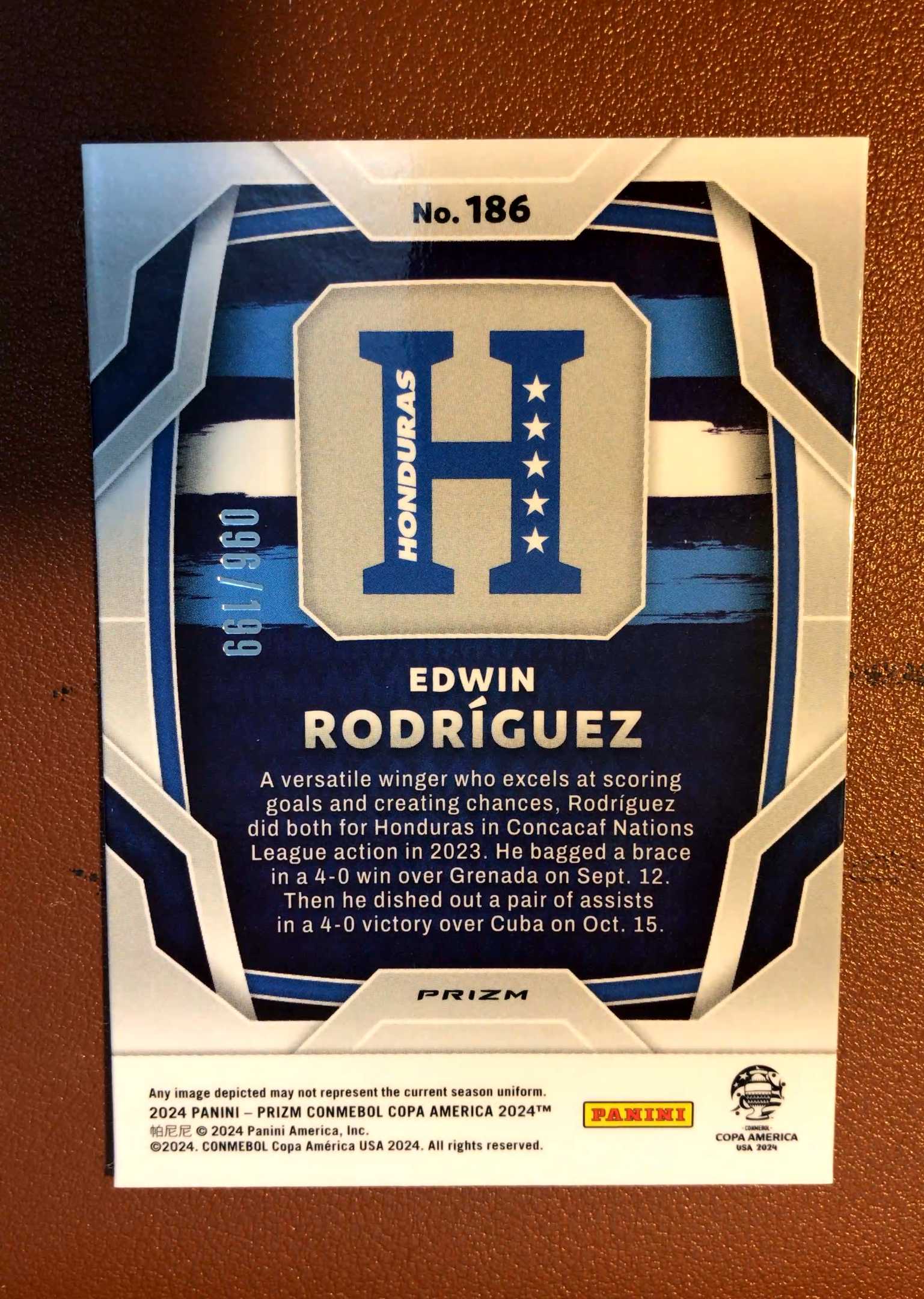 2024 Panini Prizm Edwin Rodriguez RC 美洲杯 PZ 199编 卡品如图 值得收藏评鉴1082