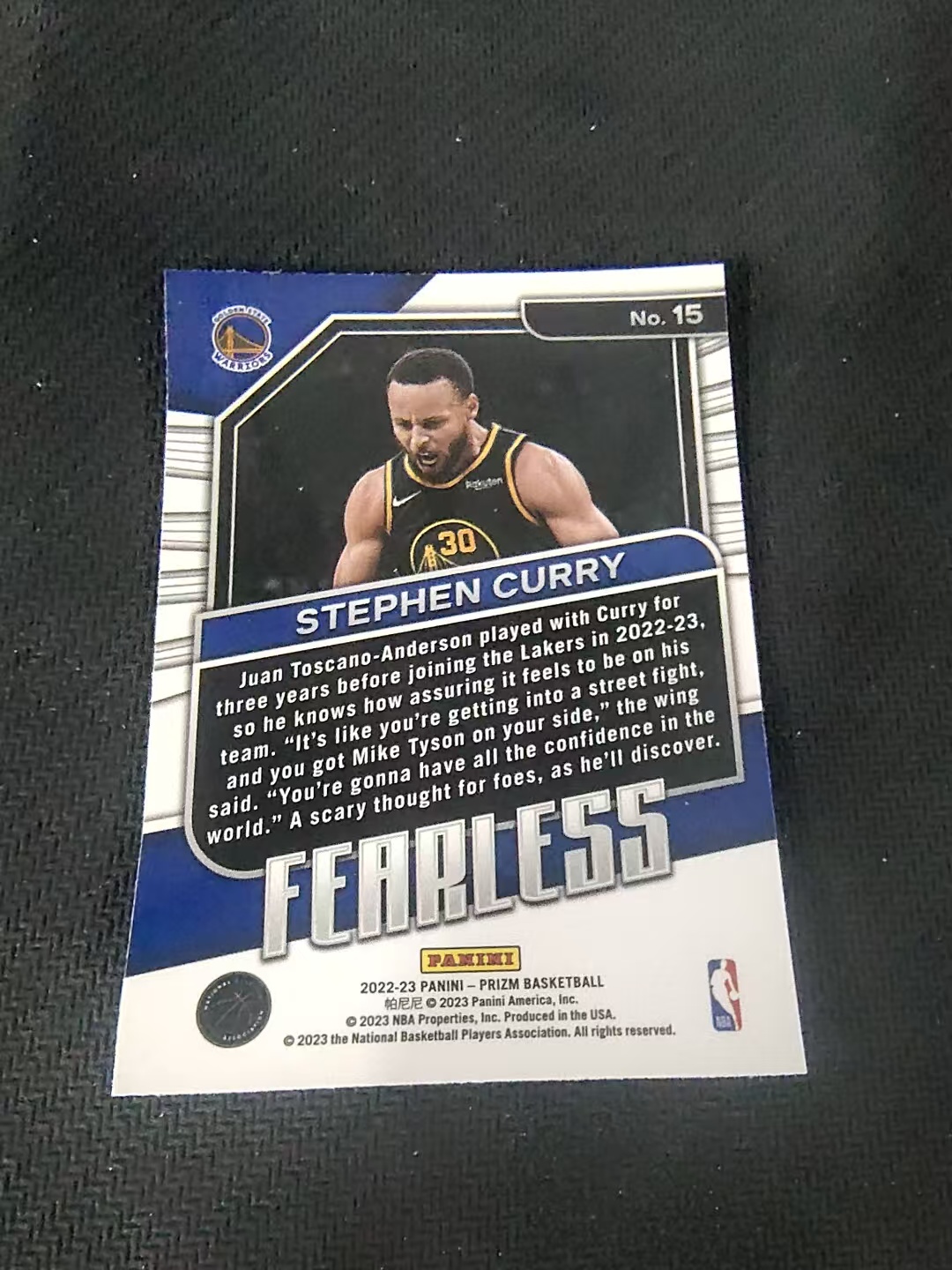 【可合并,不累计】2022-23 Panini Prizm Stephen Curry 斯蒂芬 库里 勇士 Fearless 无畏特卡 PZ 划痕 边角微瑕 介意勿拍 #15