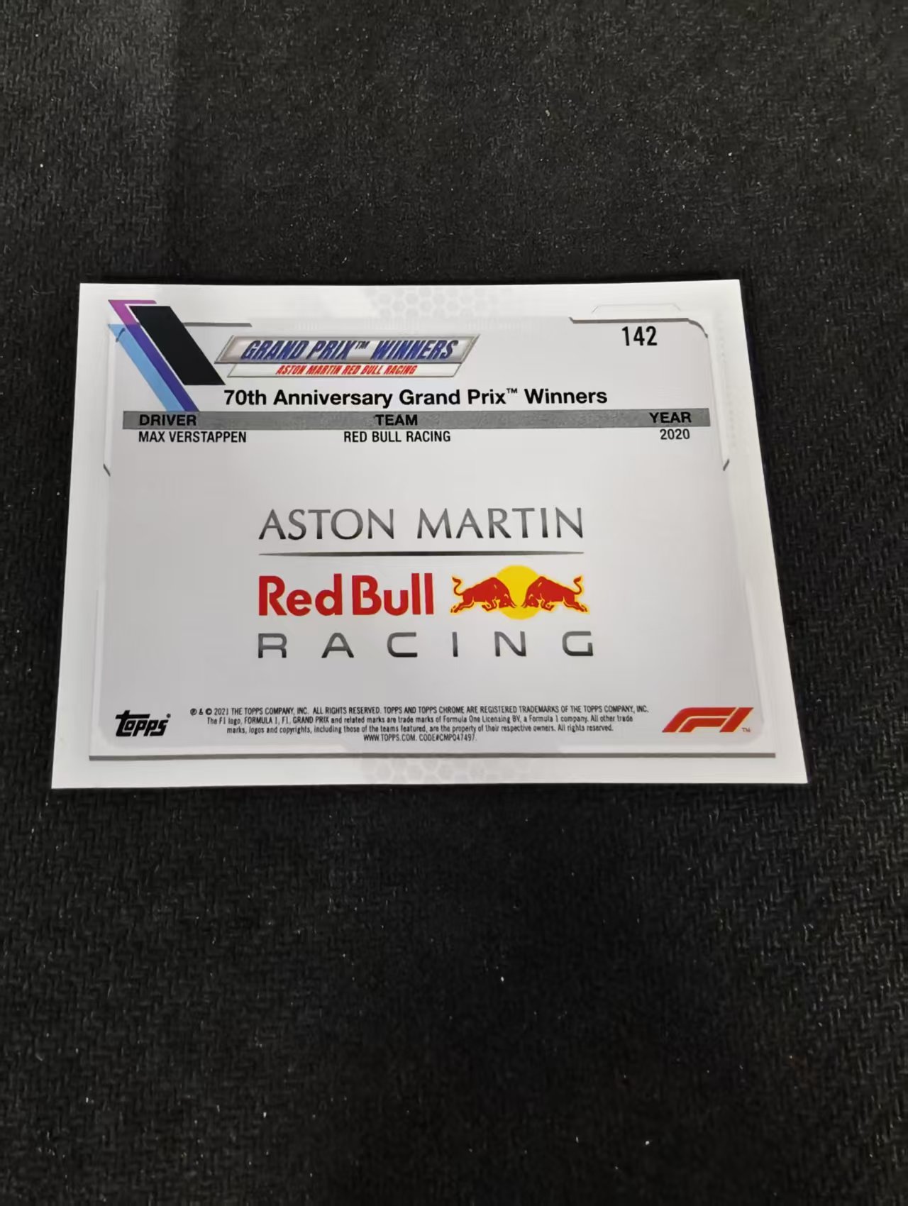 2021 Topps Chrome Max Verstappen F1 维斯塔潘 红牛 划痕 边角瑕疵 #142