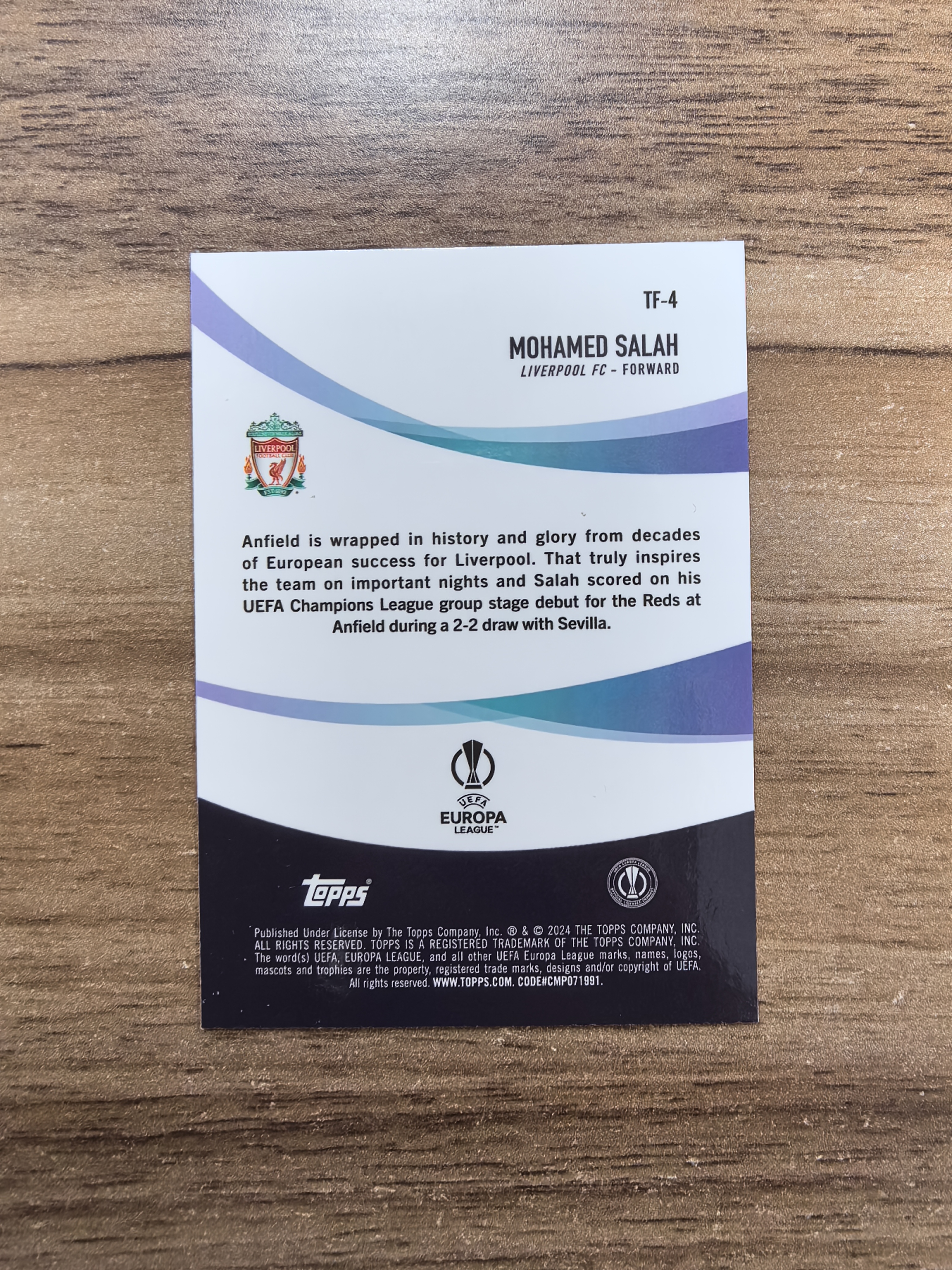 2024 Topps Chrome Mohamed Salah 欧冠 利物浦 埃及法老 萨拉赫 特卡 实卡精美 卡品如图 收藏必入 流浪