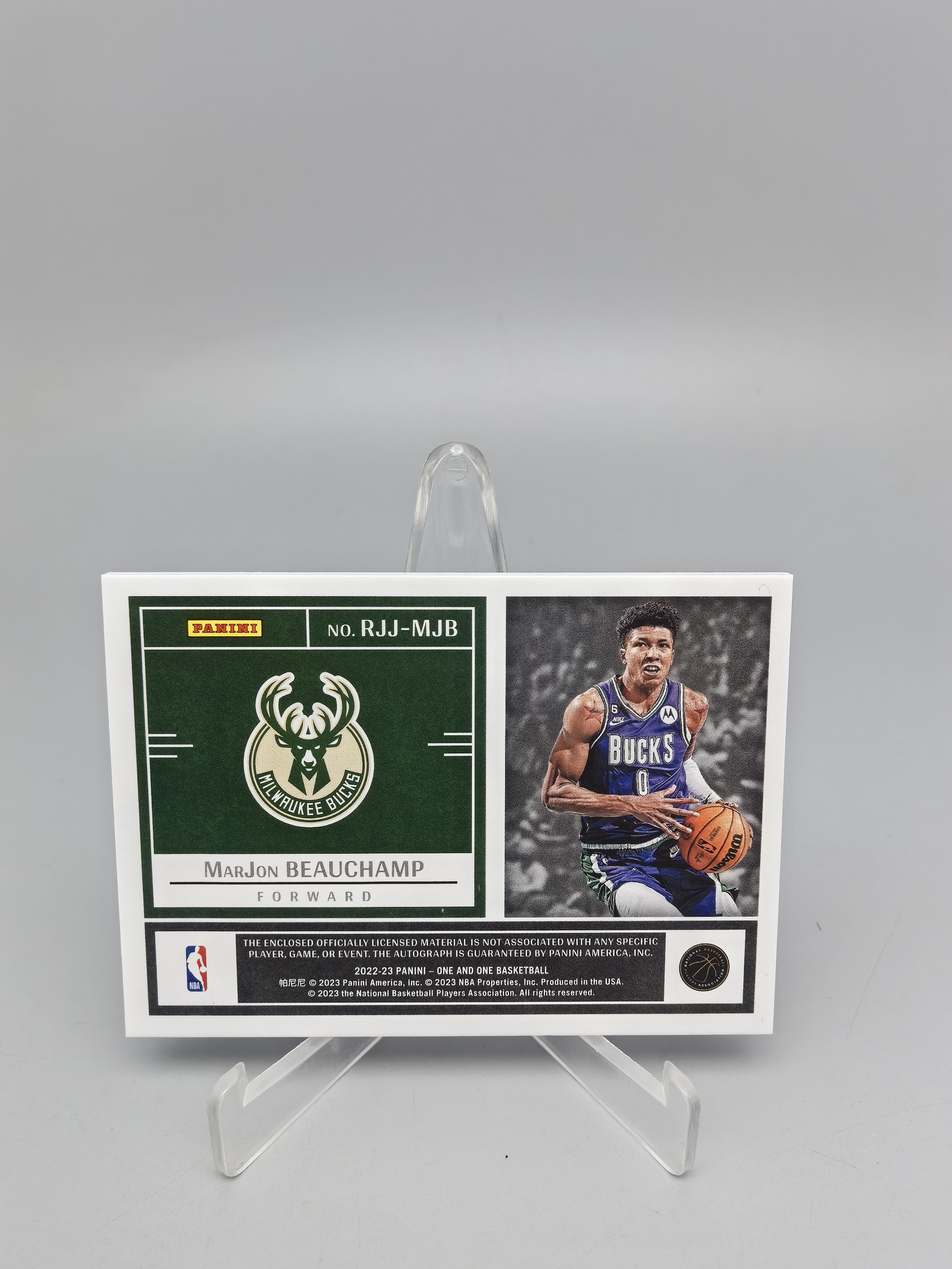 【坚果卡牌代拍】2022-23 Panini One And One Marjon Beauchamp 马乔恩 比彻姆 雄鹿 新秀 49编 签字 卡签 物料 RPA 蓝平行 阿顺1027