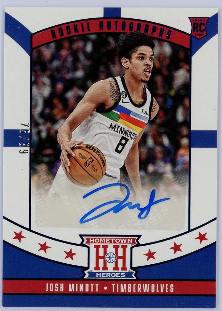 2022-23 Panini Chronicles Josh Minott RC 约什米诺特 新秀 编年史 99编 签字 家乡英雄签 蓝平行 森林狼 卡品如图 0KM4/11.9